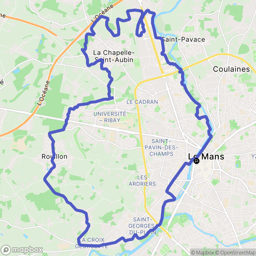 Le Mans : carte du parcours de randonnée - France
