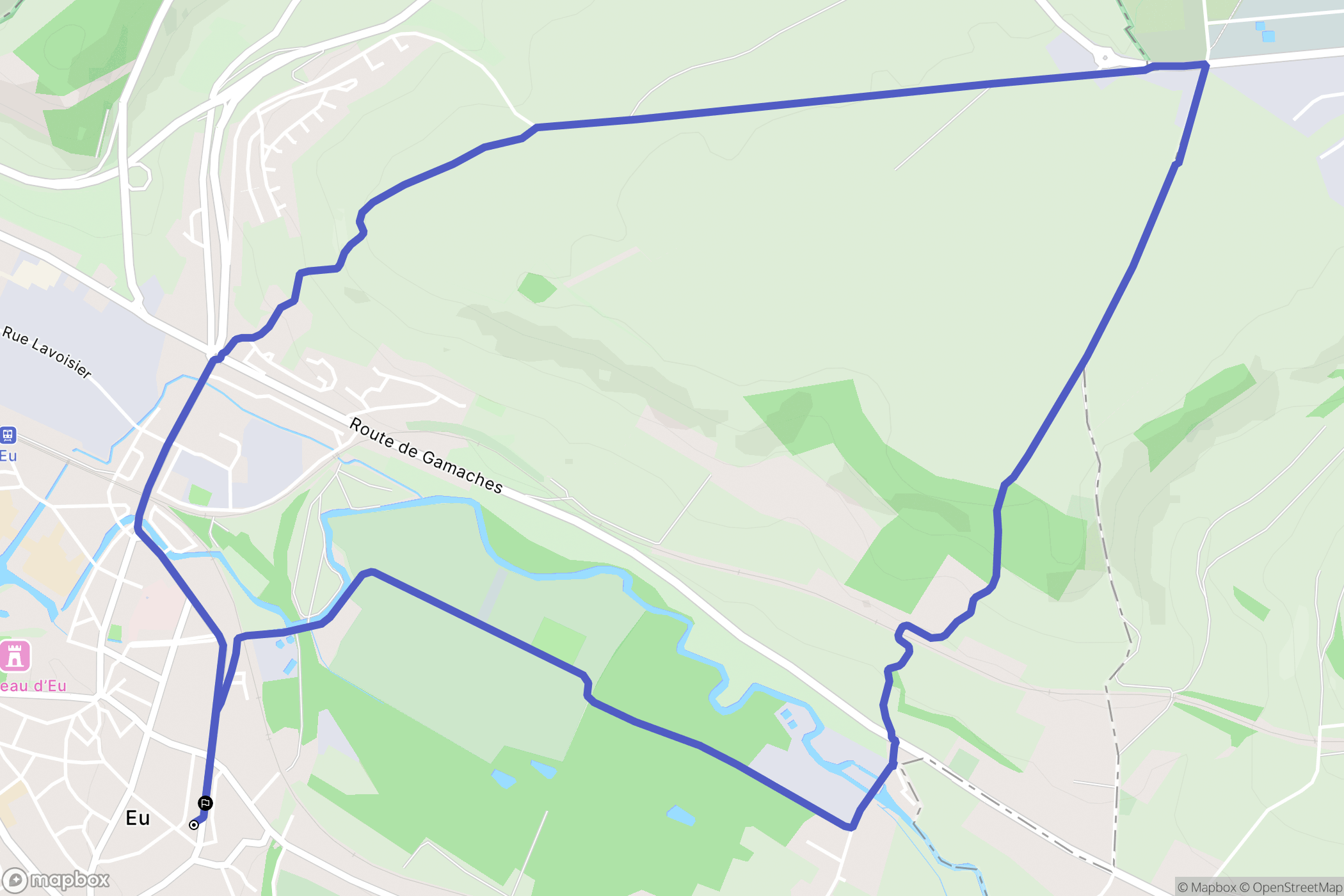 Eu : carte du parcours de randonnée - France