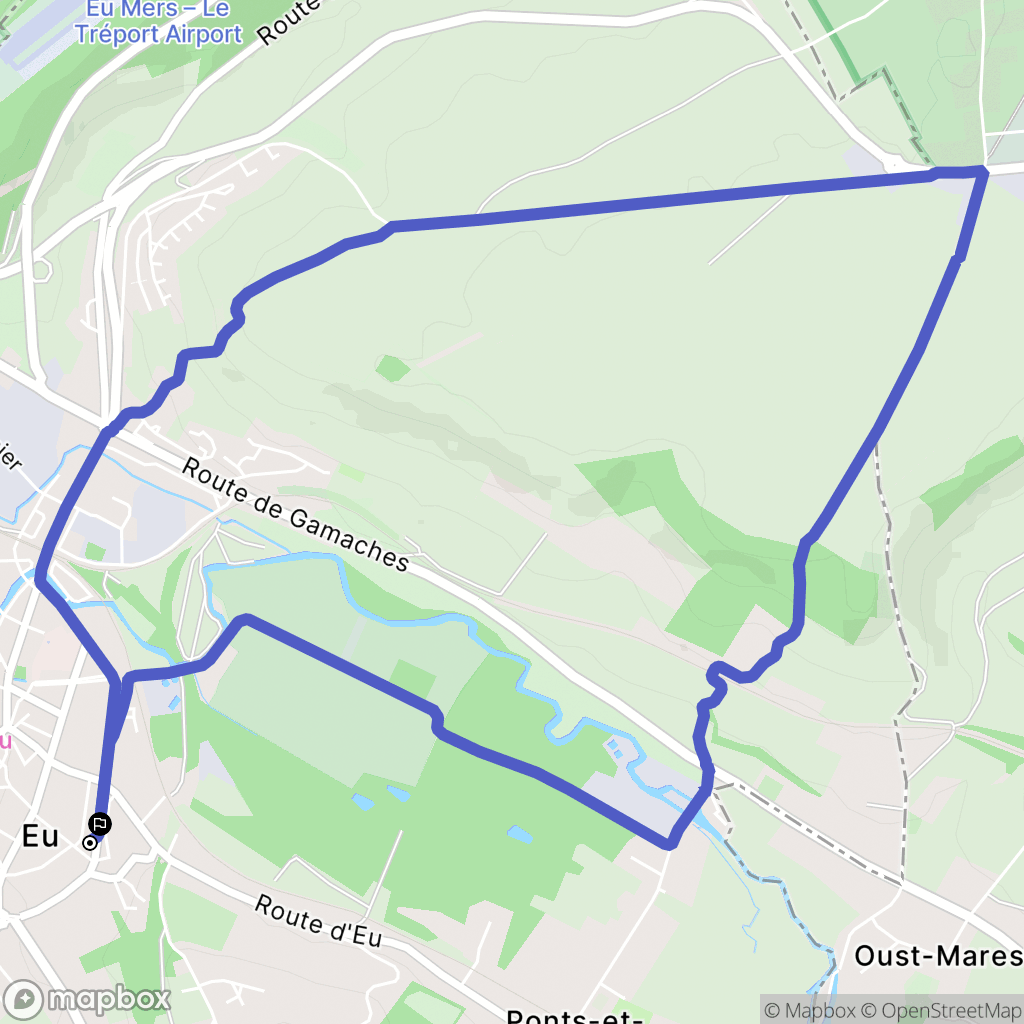 Eu : carte du parcours de randonnée - France