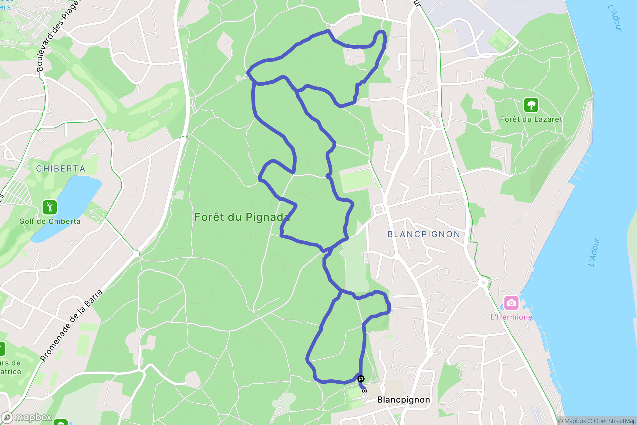 Anglet : carte du parcours de randonnée - France