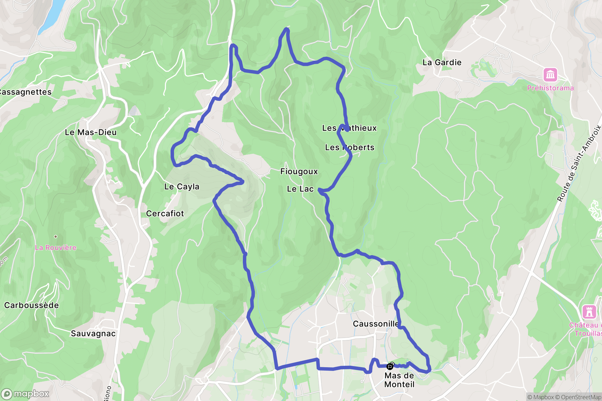 Saint-Julien-les-Rosiers : carte du parcours de randonnée - France