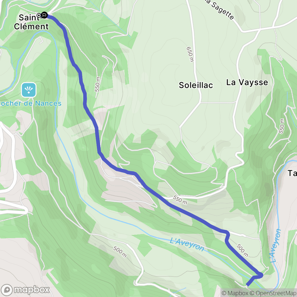 Druelle Balsac : carte du parcours de randonnée - France