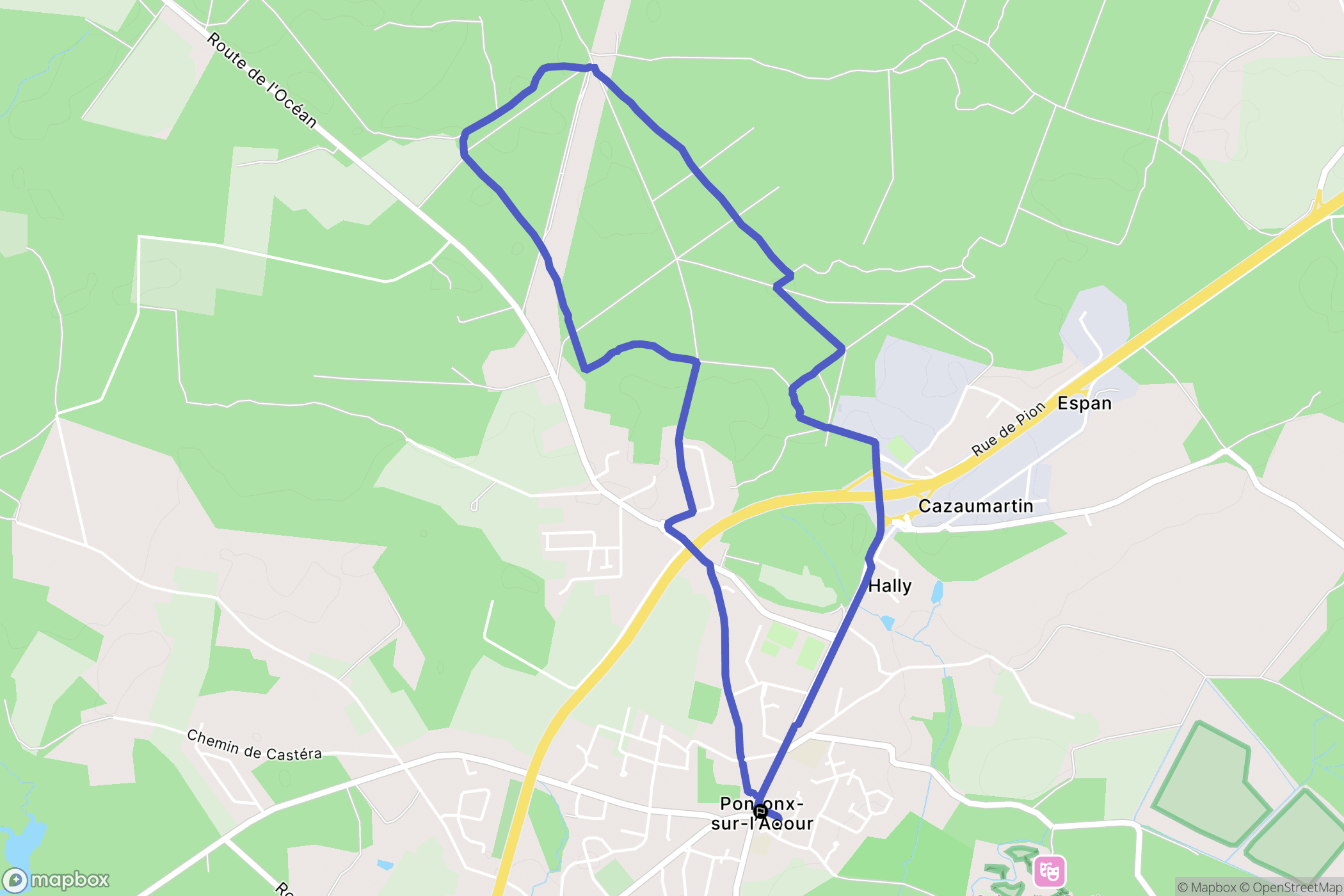 Pontonx-sur-l'Adour : carte du parcours de randonnée - France