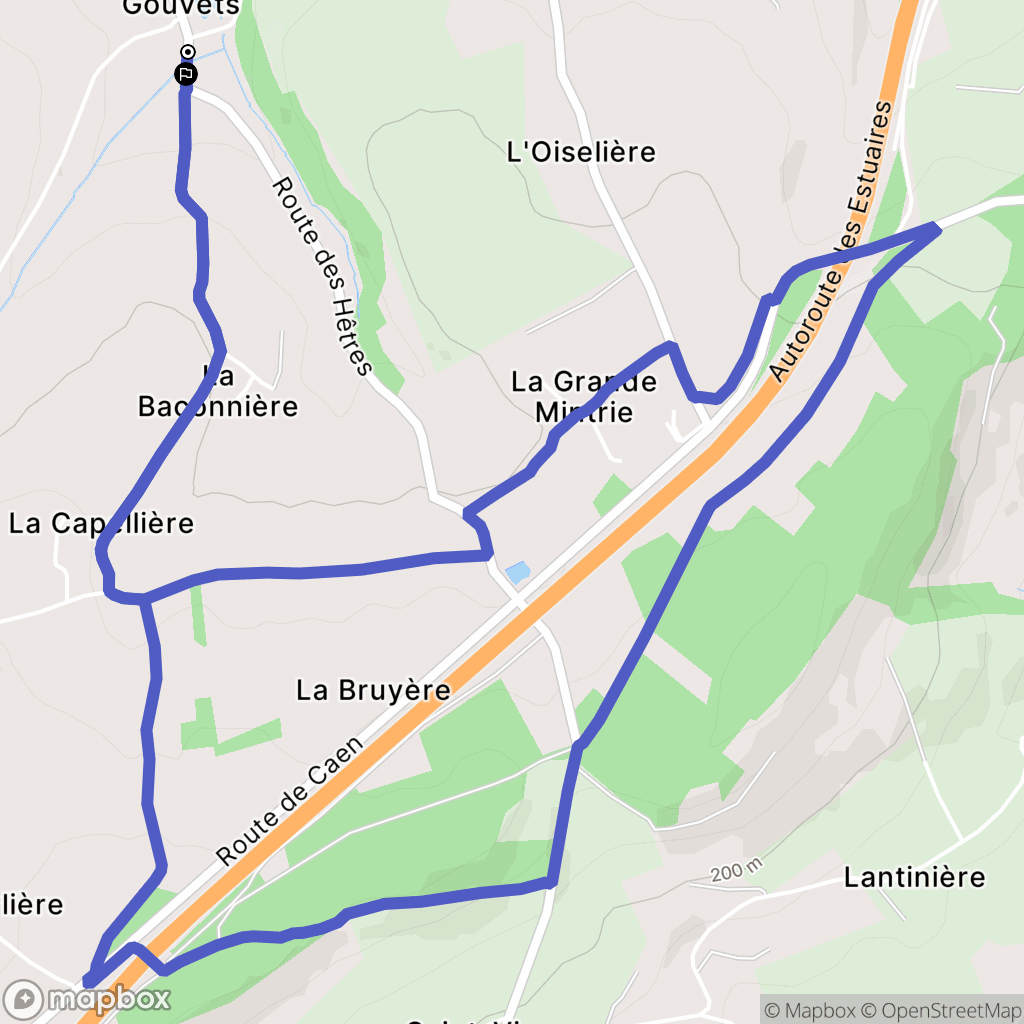 Gouvets : carte du parcours de randonnée - France