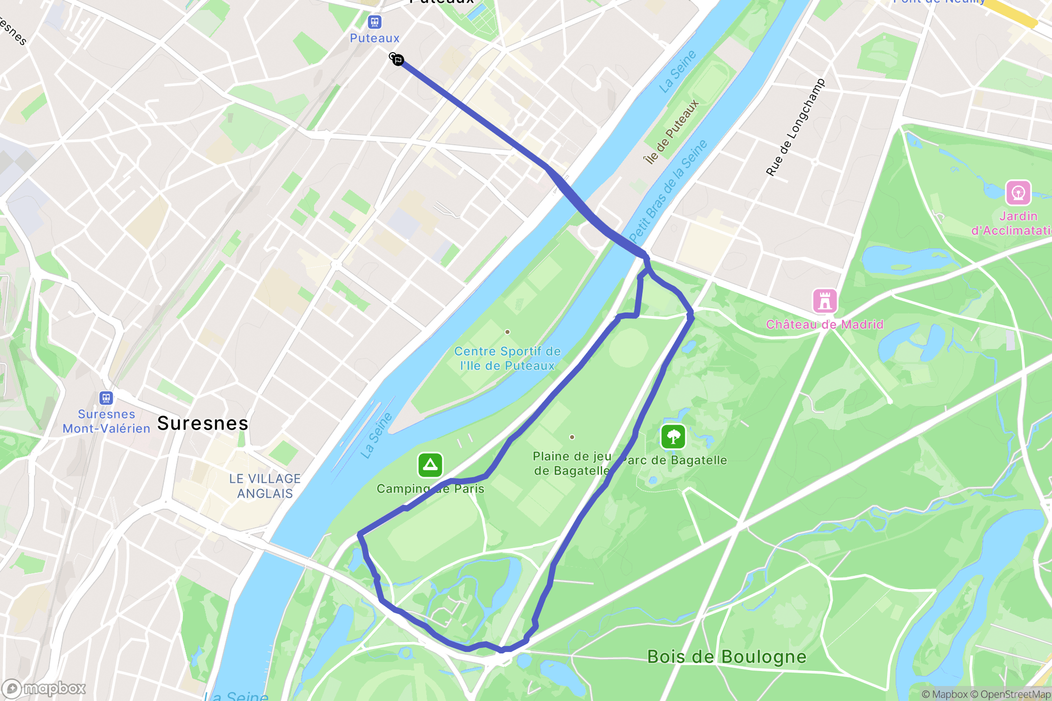 Puteaux : carte du parcours de randonnée - France