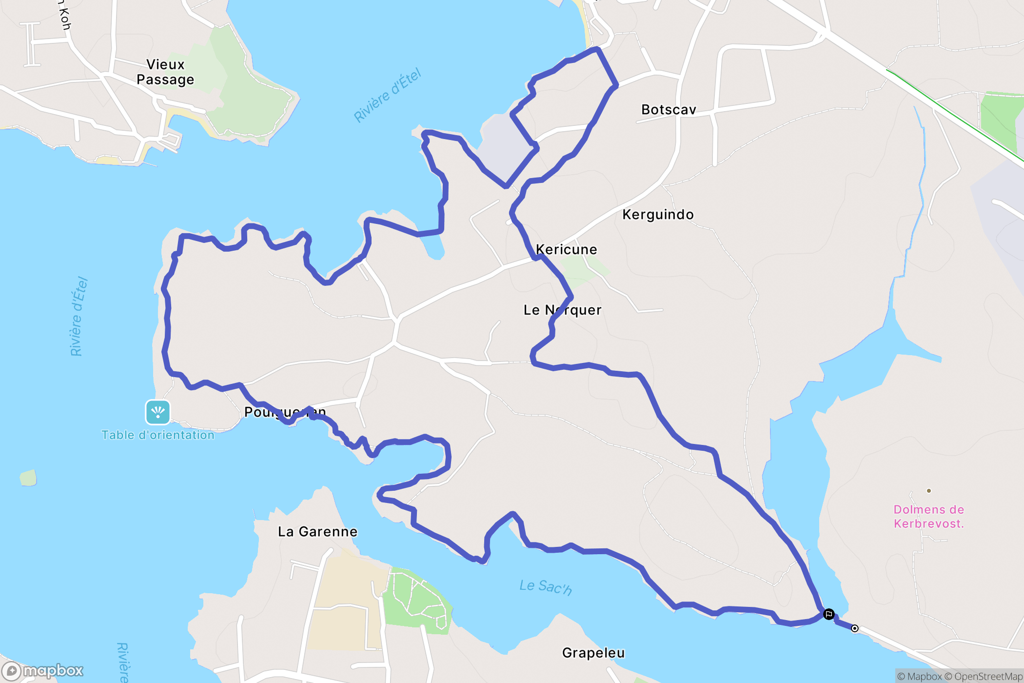Belz : carte du parcours de randonnée - France