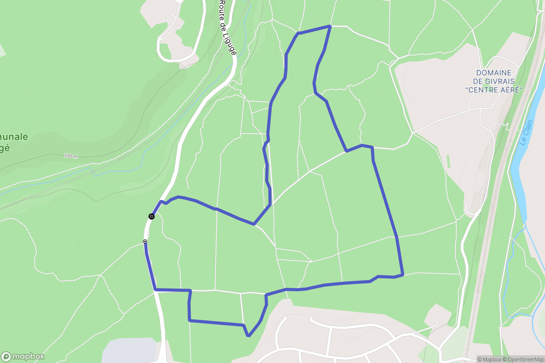 Ligugé : carte du parcours de randonnée - France