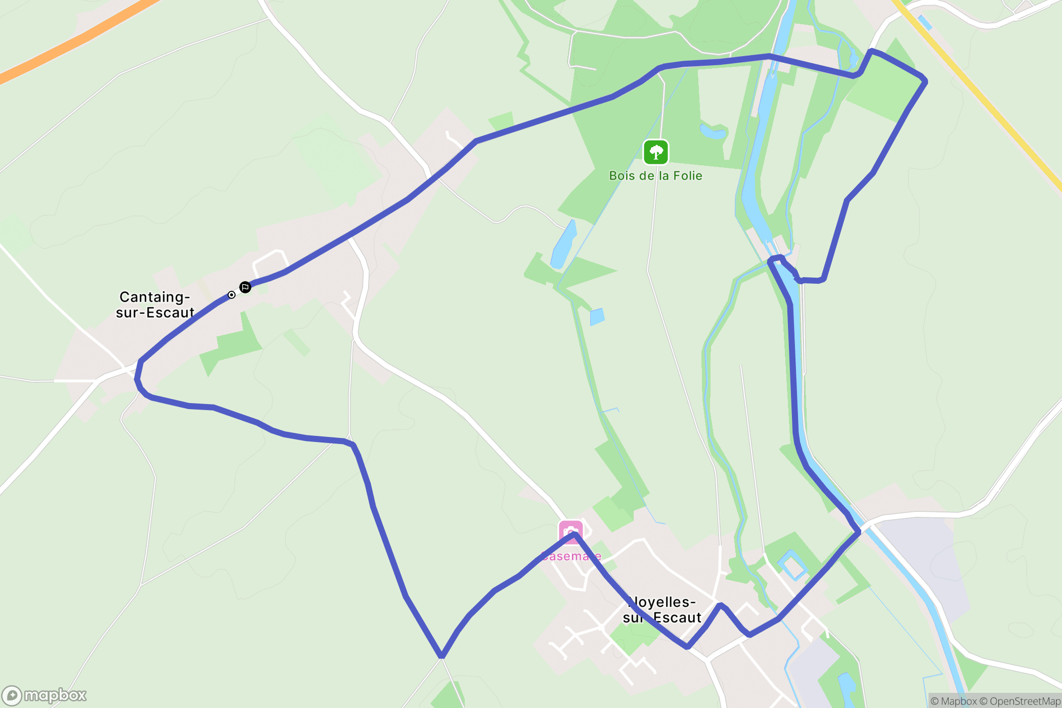 Cantaing-sur-Escaut : carte du parcours de randonnée - France
