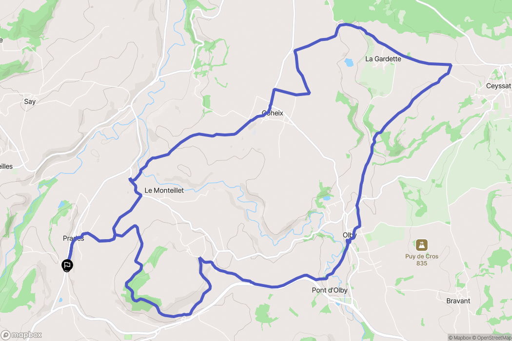 Saint-Pierre-Roche : carte du parcours de randonnée - France