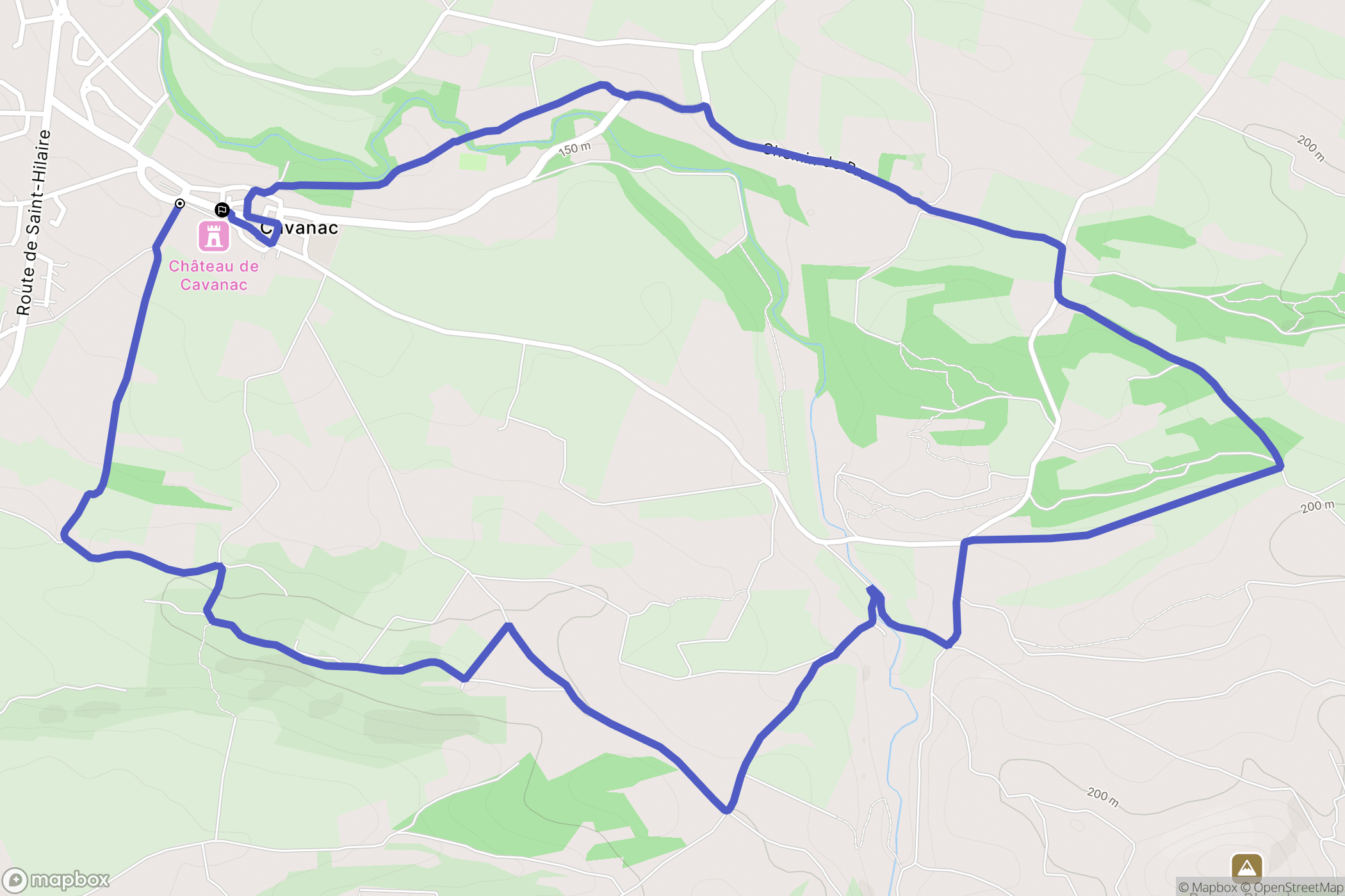 Cavanac : carte du parcours de randonnée - France