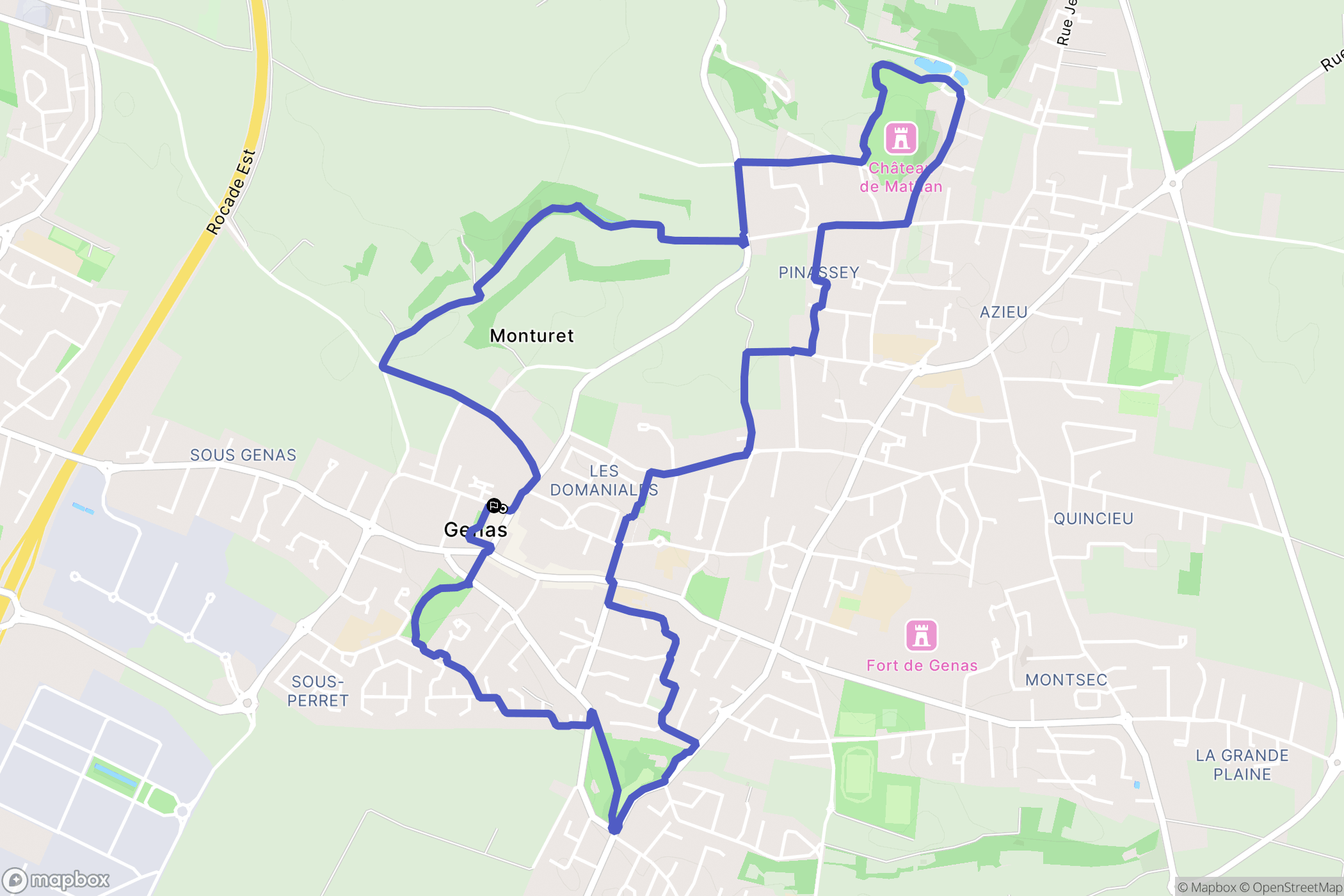 Genas : carte du parcours de randonnée - France