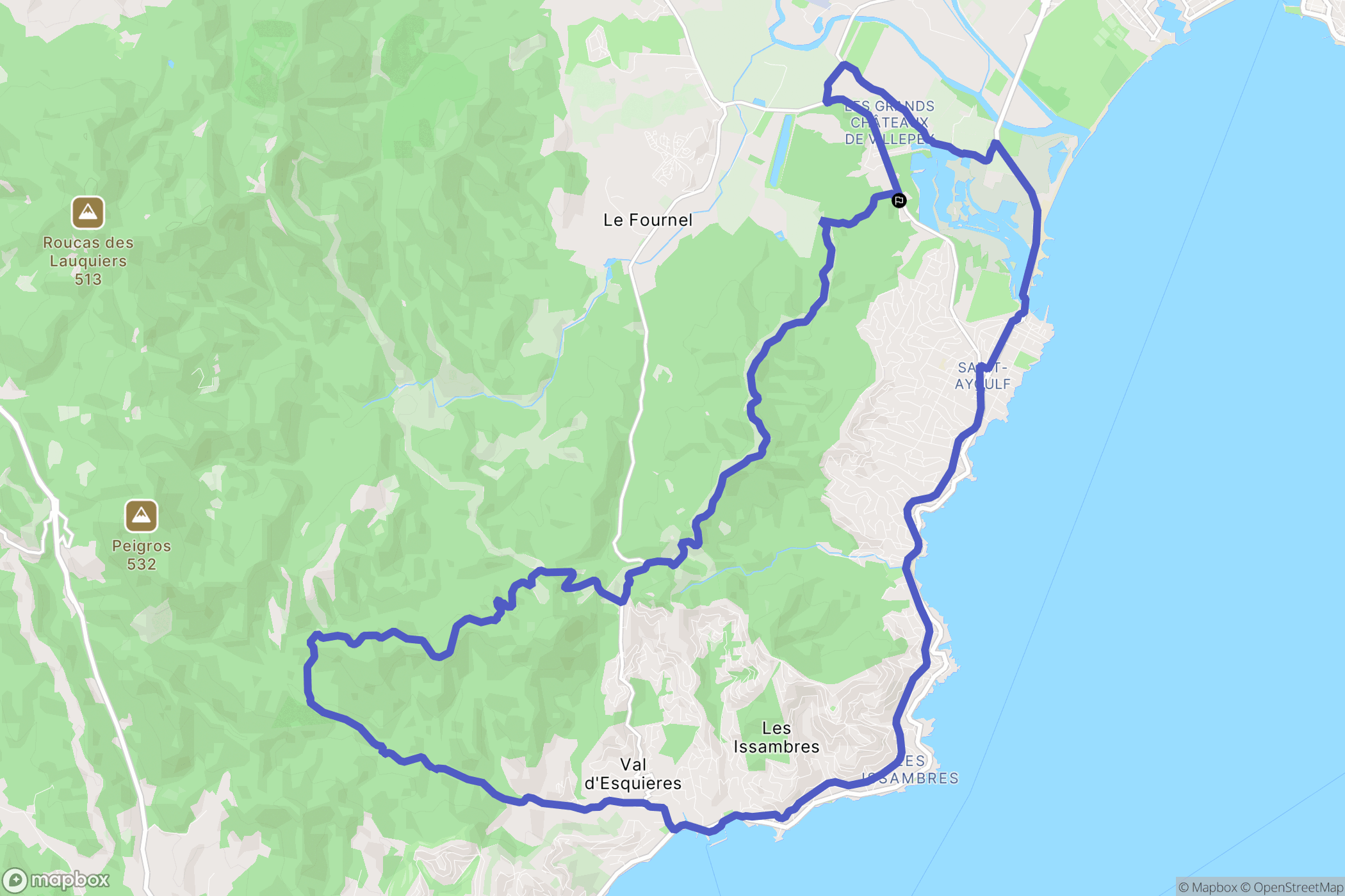 Fréjus : carte du parcours de randonnée - France