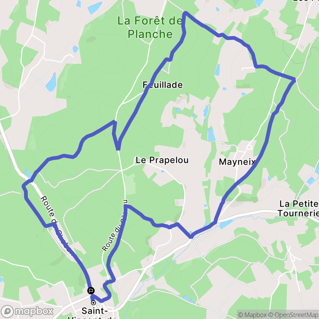 Saint-Vincent-de-Connezac : carte du parcours de randonnée - France