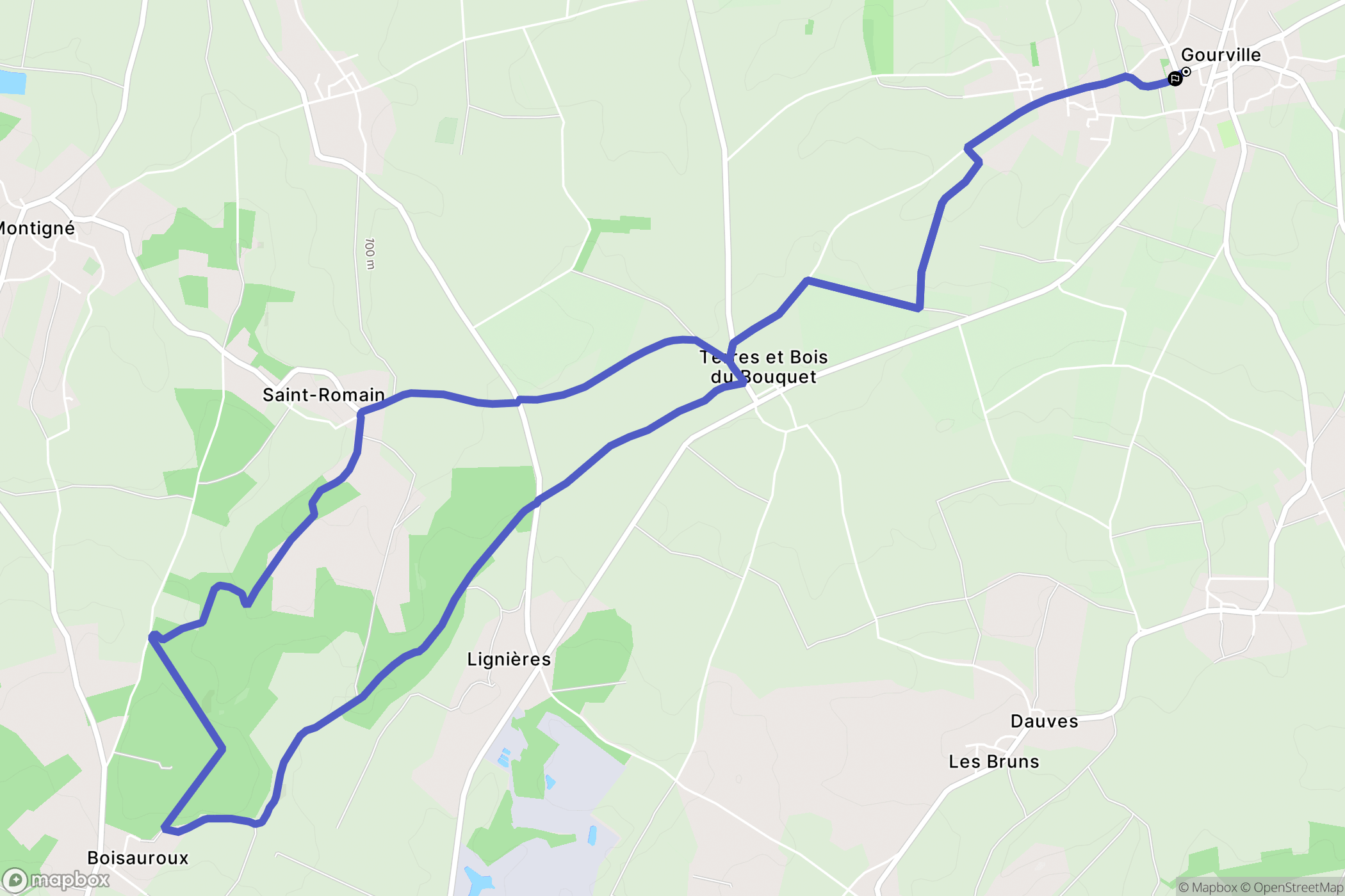 Rouillac : carte du parcours de randonnée - France