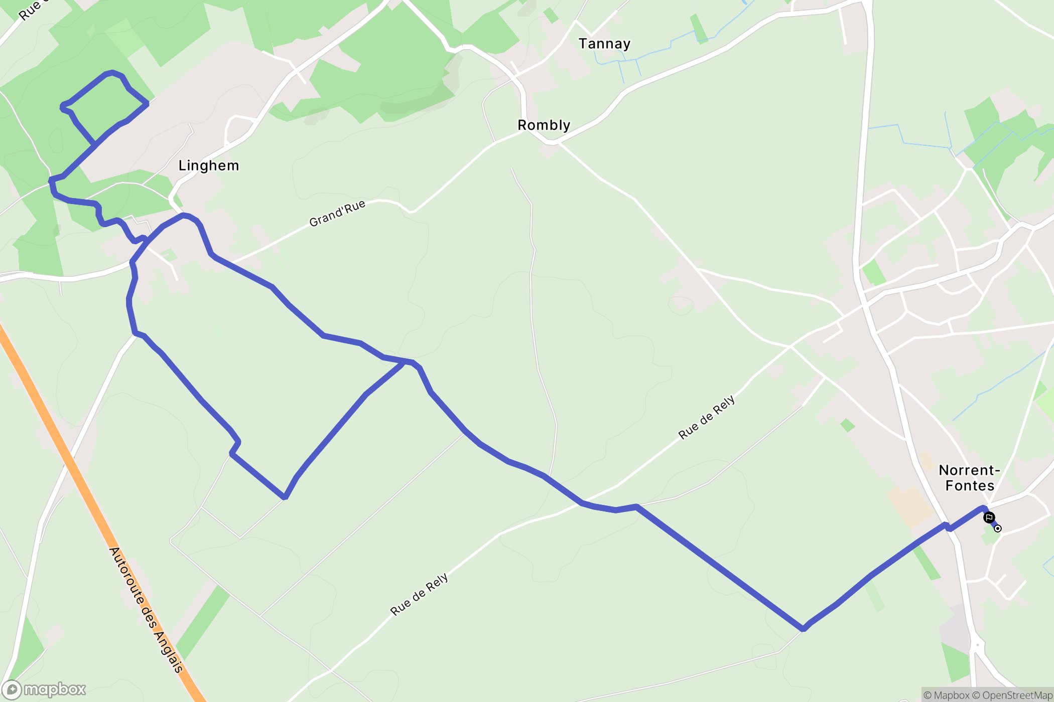 Norrent-Fontes : carte du parcours de randonnée - France