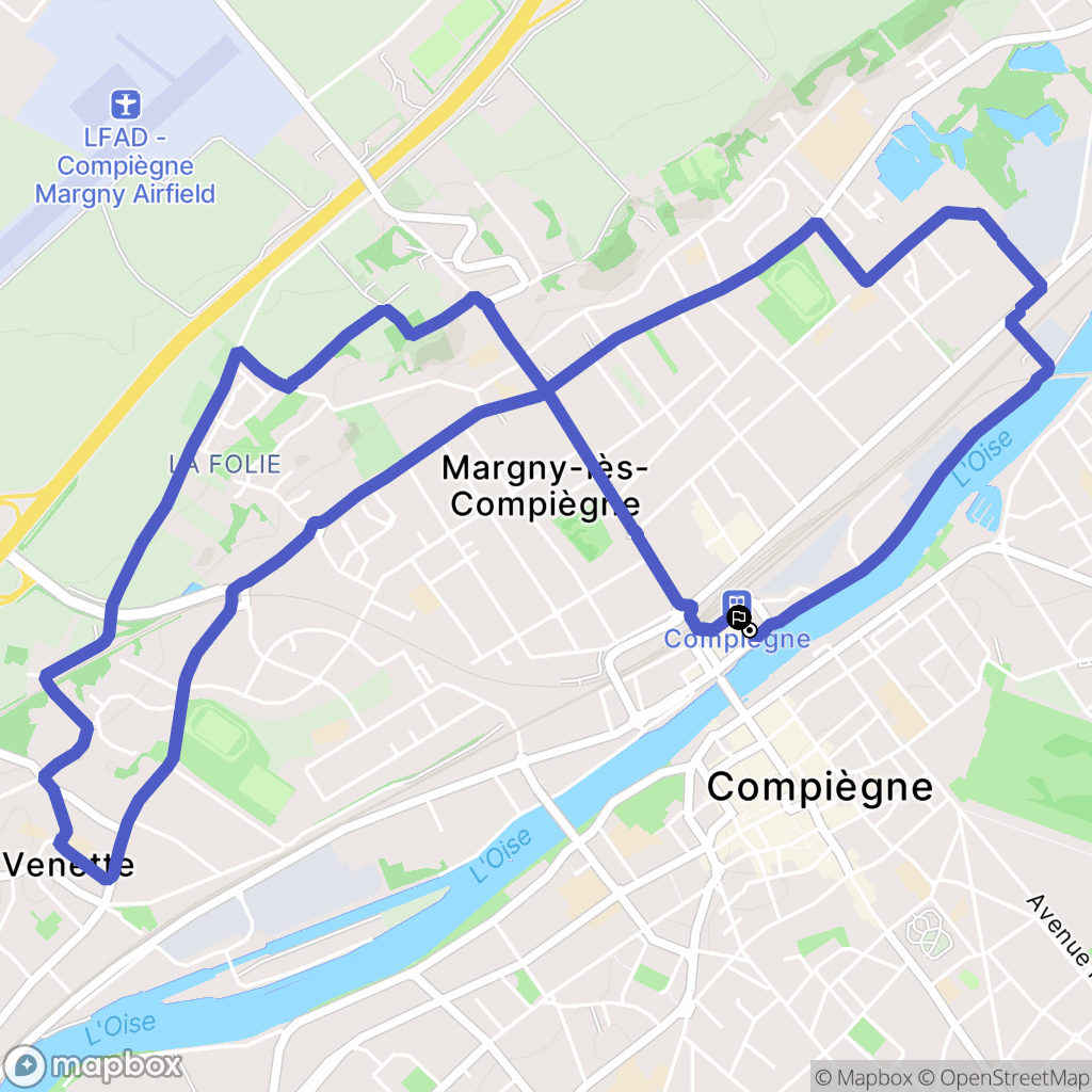 Compiègne : carte du parcours de randonnée - France