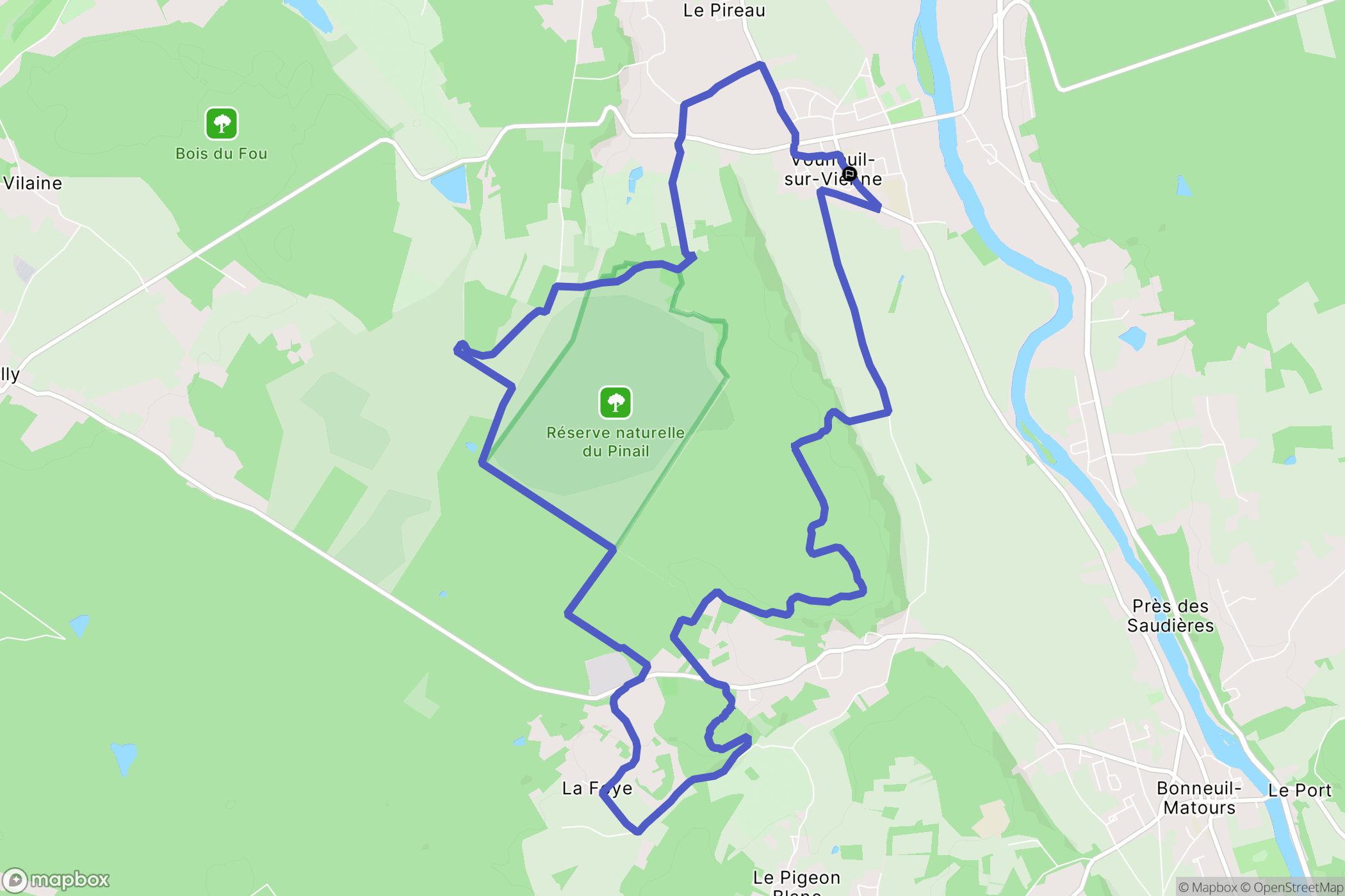 Vouneuil-sur-Vienne : carte du parcours de randonnée - France