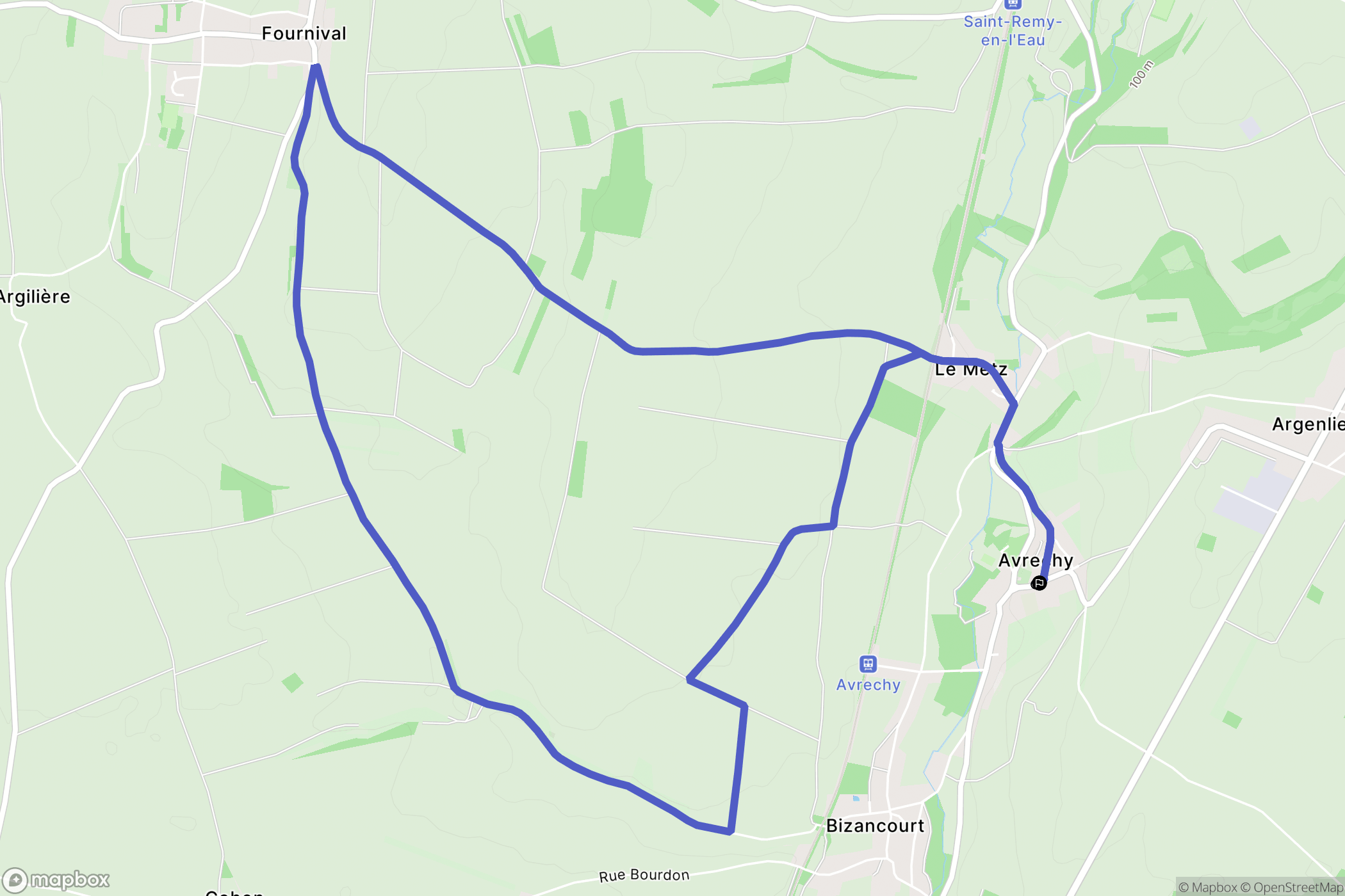 Avrechy : carte du parcours de randonnée - France