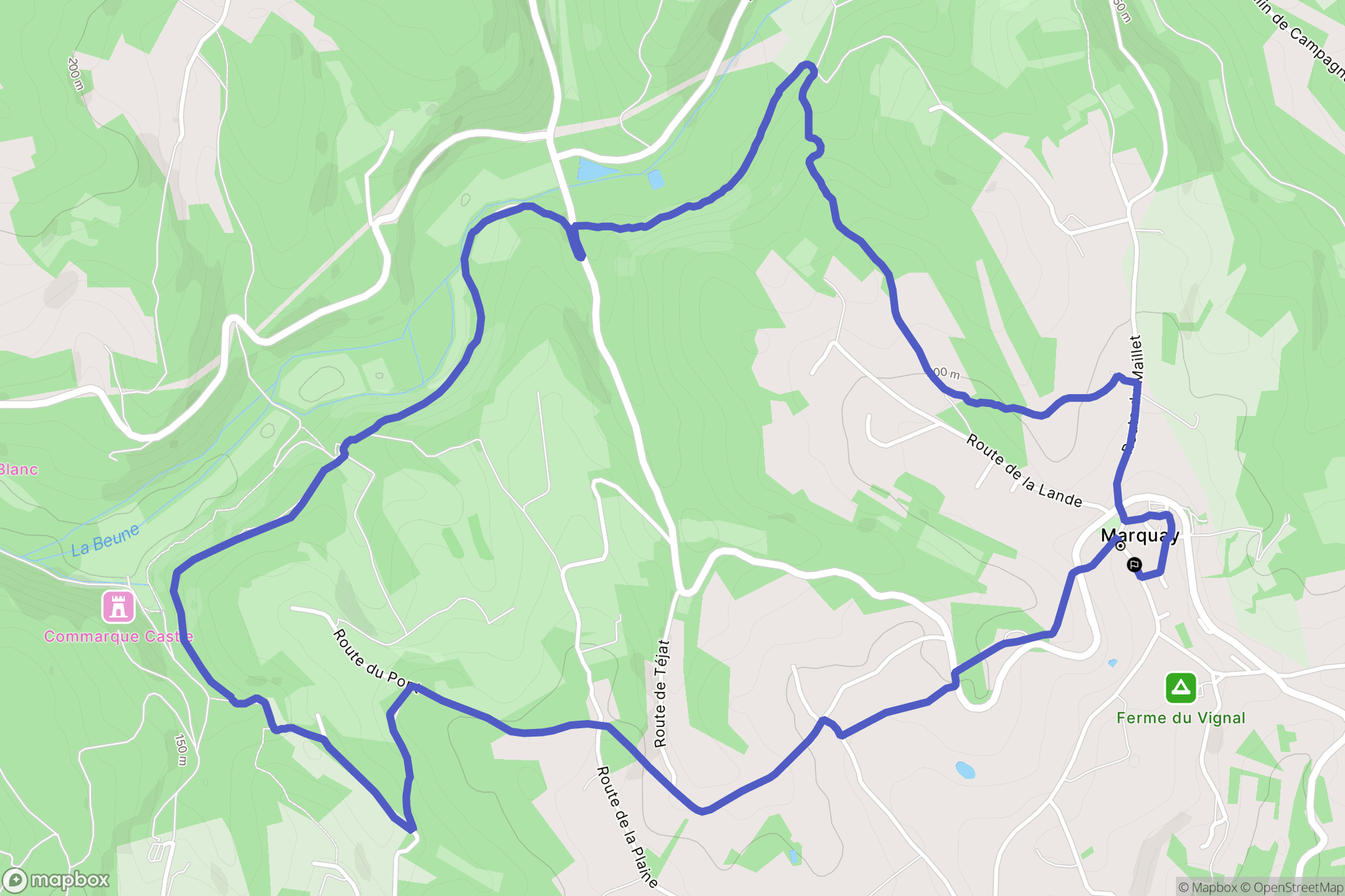 Marquay : carte du parcours de randonnée - France