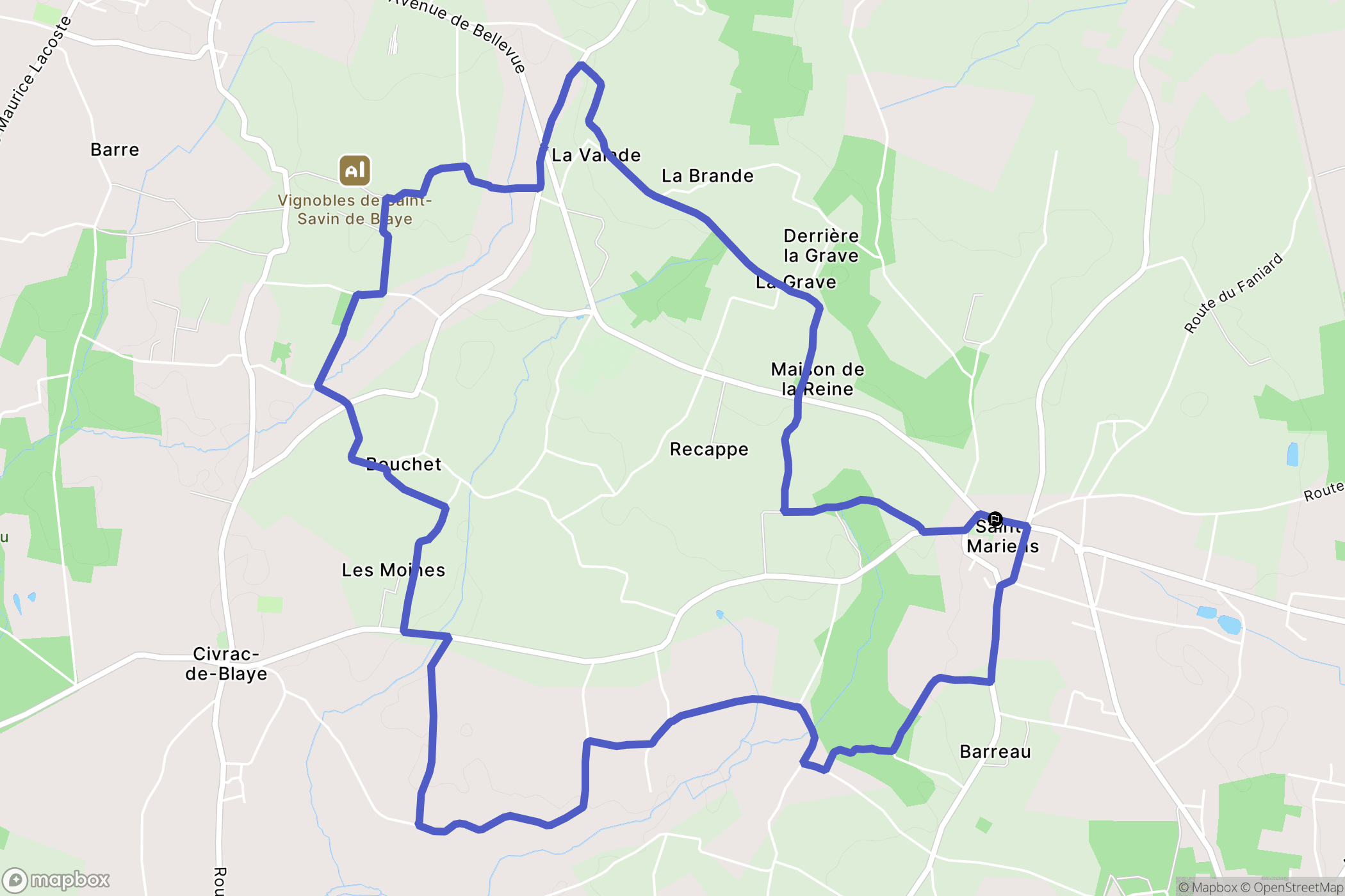 Saint-Mariens : carte du parcours de randonnée - France