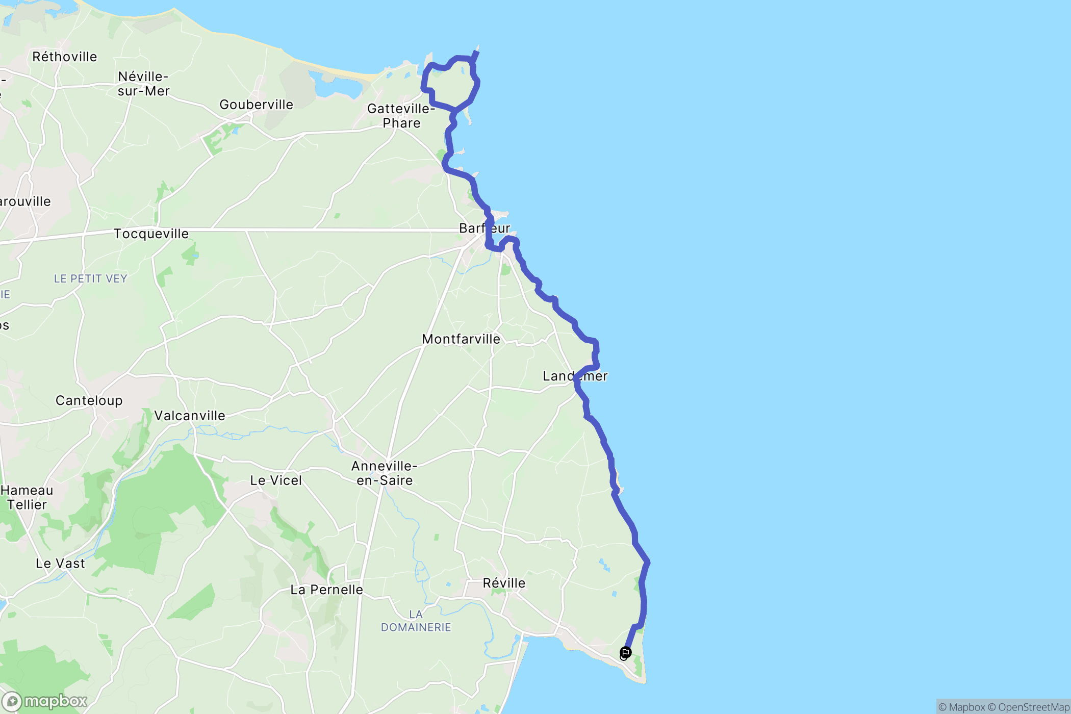 Reville : carte du parcours de randonnée - France