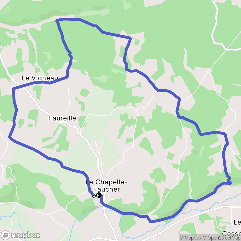 La Chapelle-Faucher : carte du parcours de randonnée - France