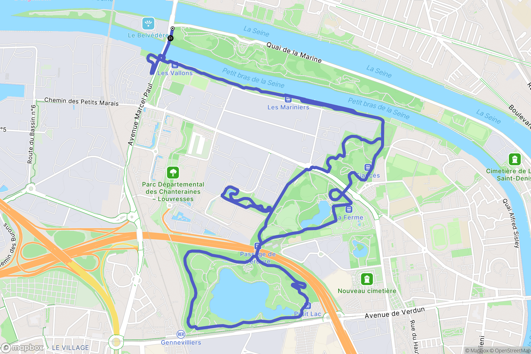 L'Île-Saint-Denis : carte du parcours de randonnée - France