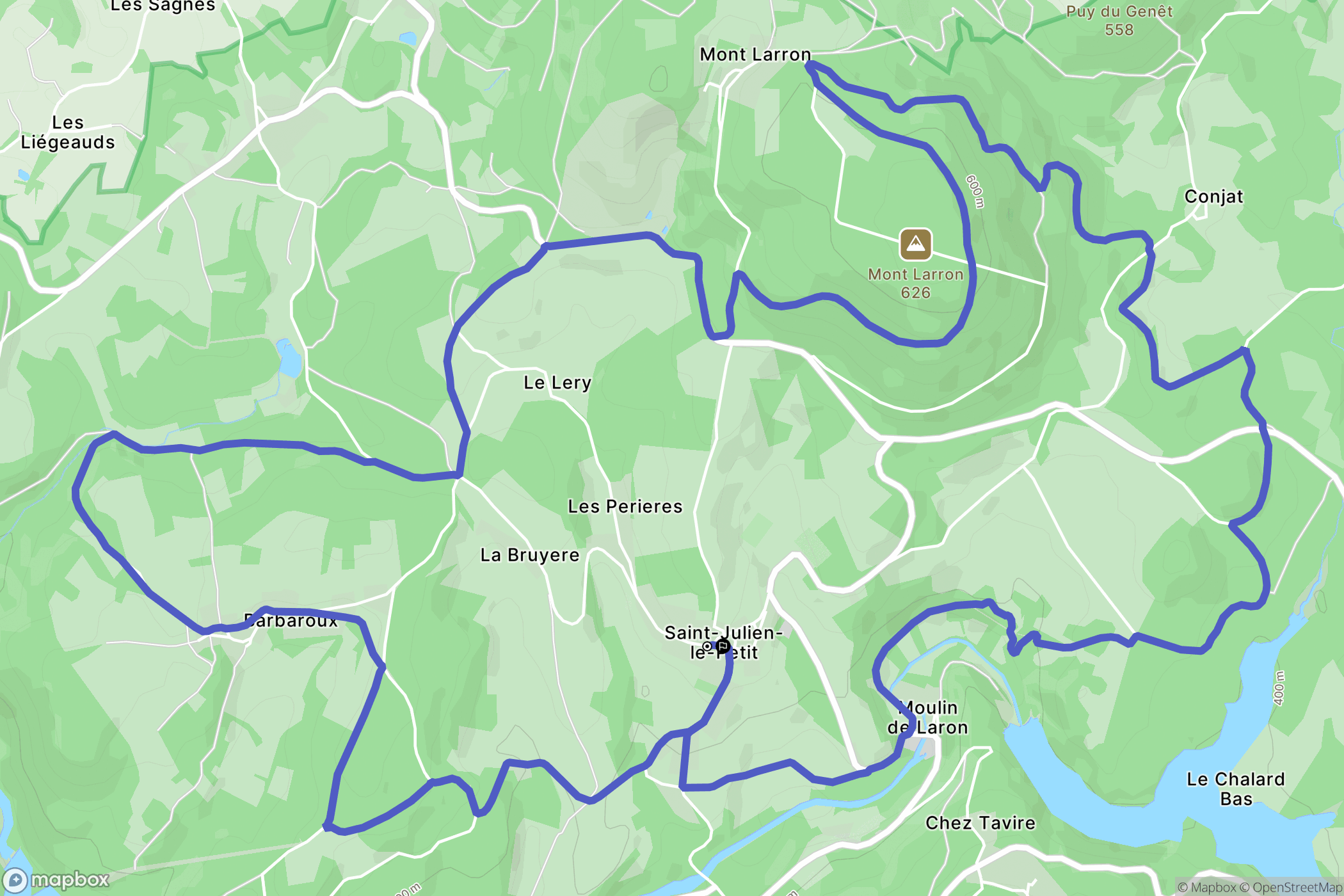 Saint-Julien-le-Petit : carte du parcours de randonnée - France