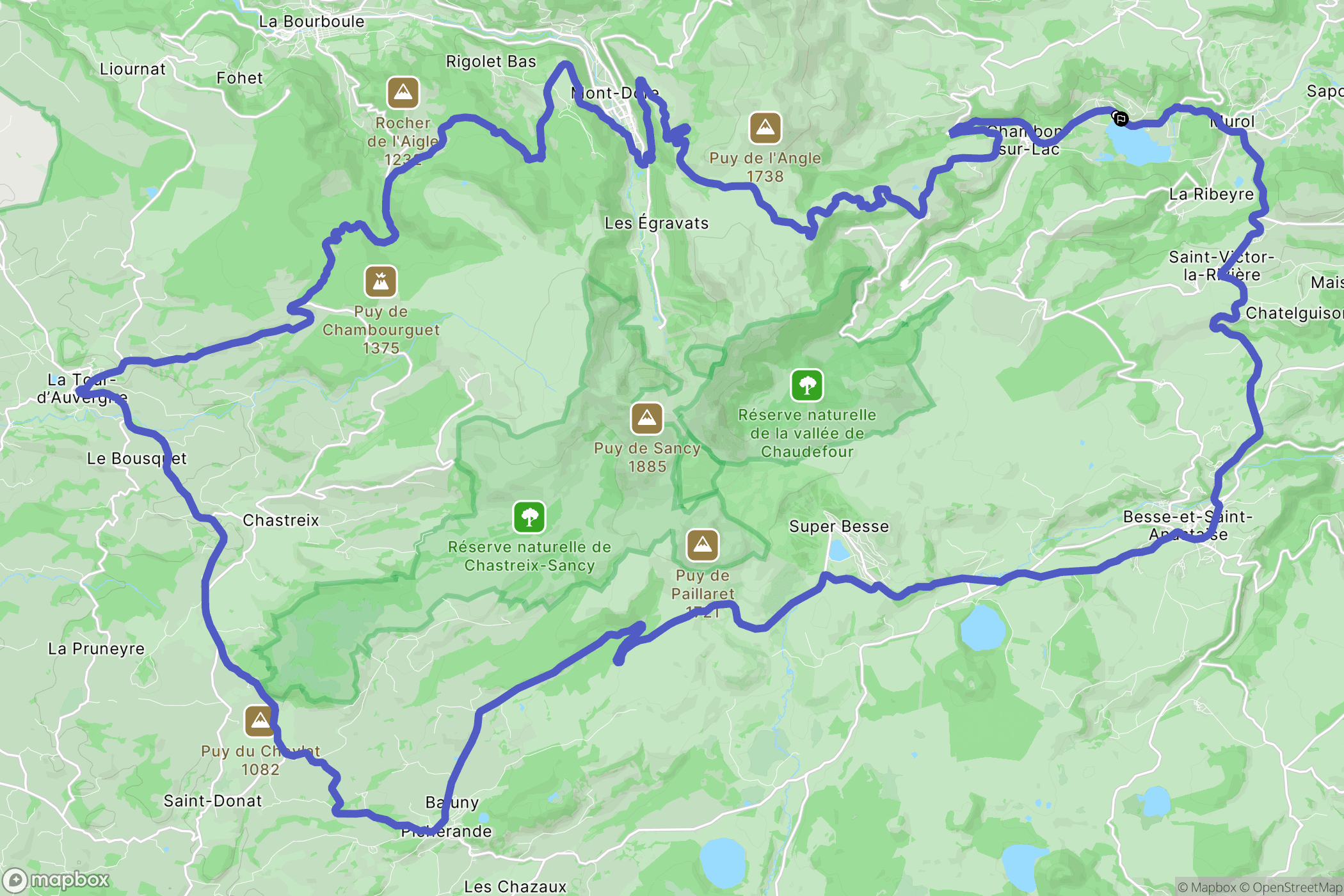Chambon-sur-Lac : carte du parcours de randonnée - France