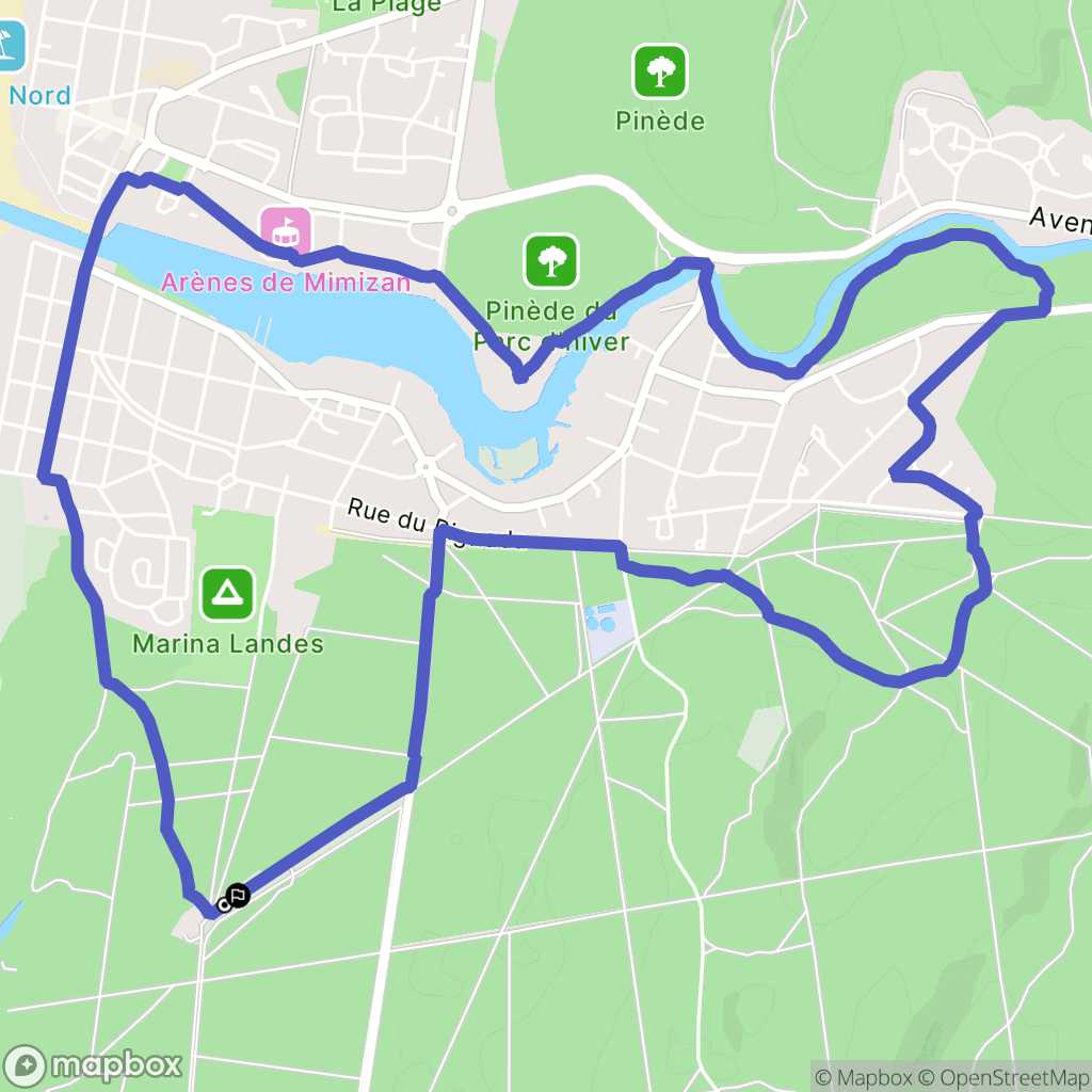 Mimizan : carte du parcours de randonnée - France