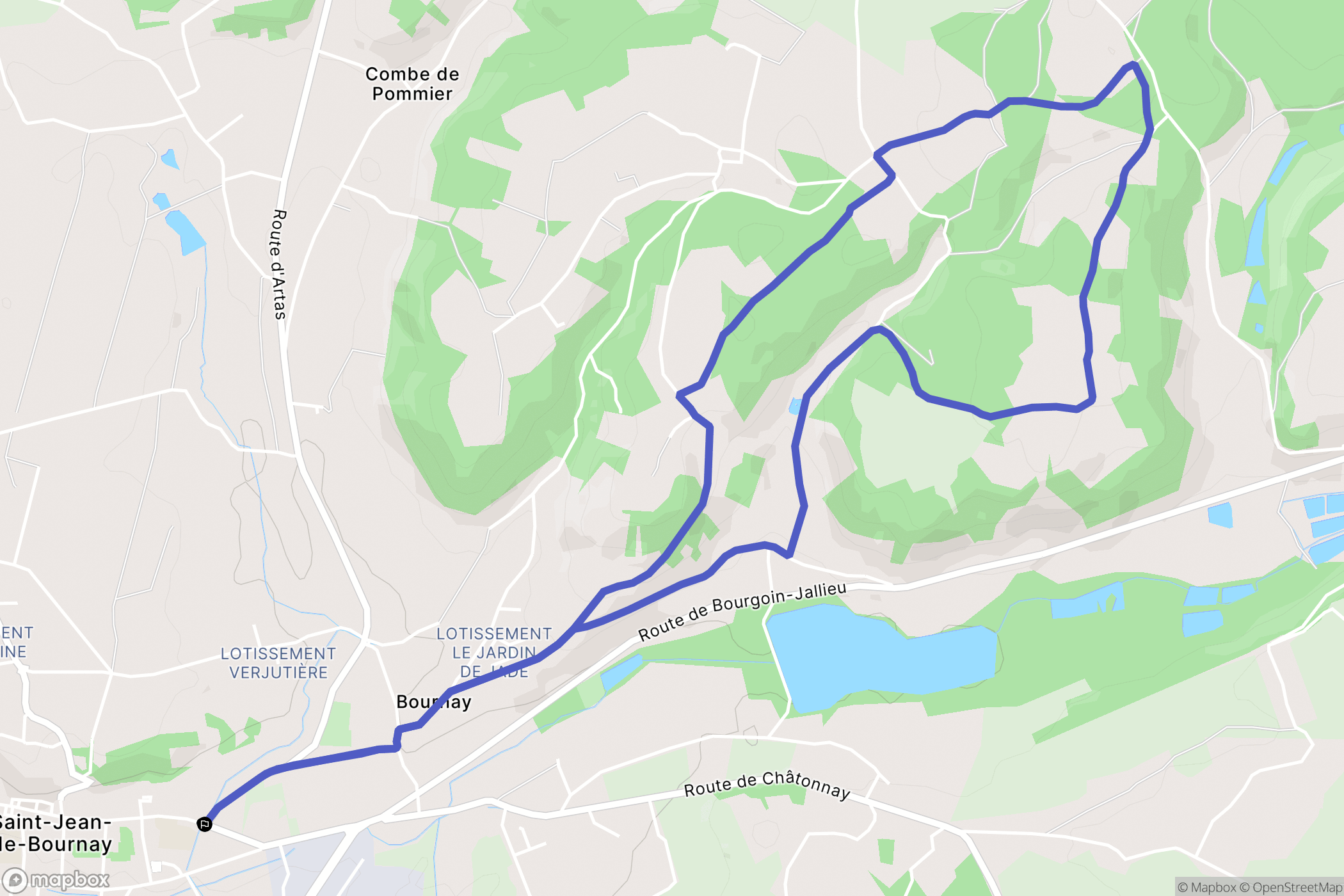 Saint-Jean-de-Bournay : carte du parcours de randonnée - France