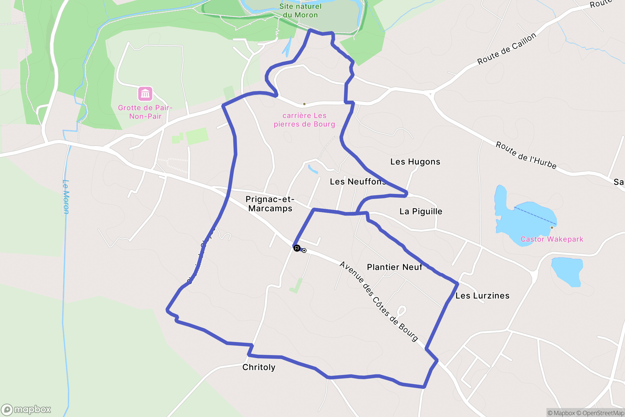 Prignac-et-Marcamps : carte du parcours de randonnée - France