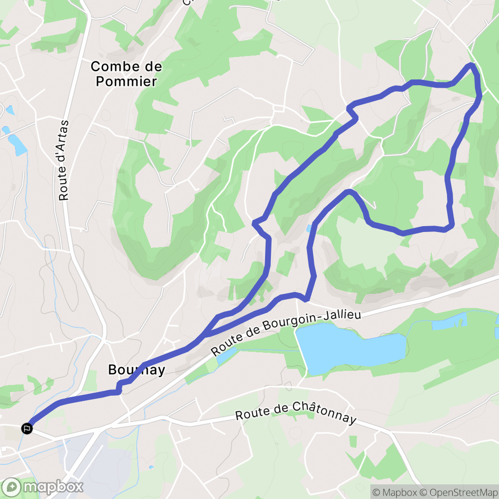Saint-Jean-de-Bournay : carte du parcours de randonnée - France