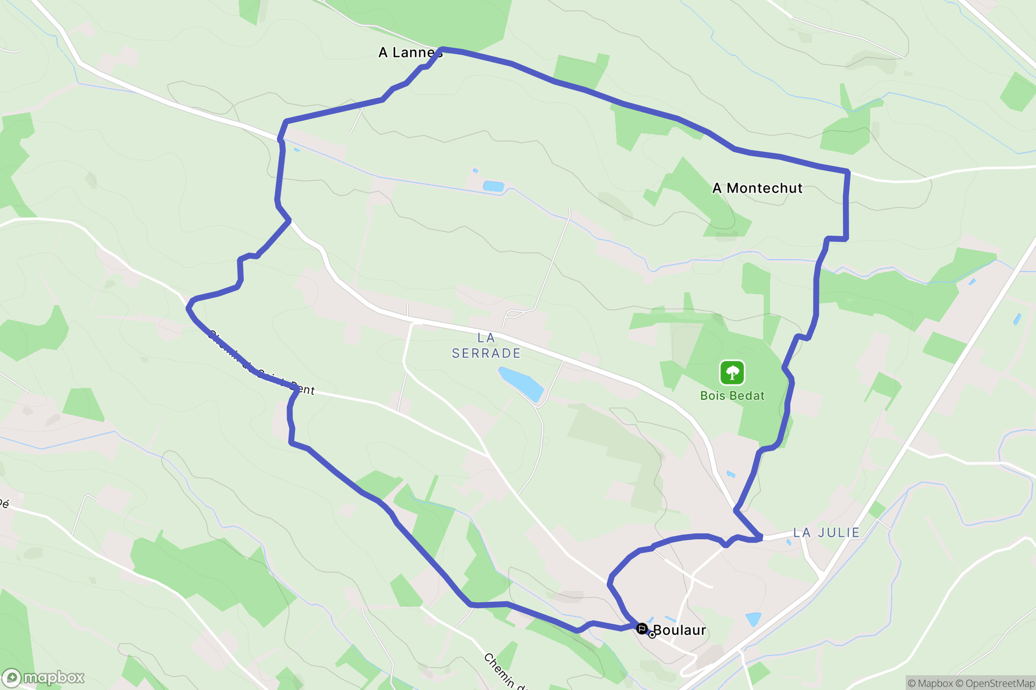 Boulaur : carte du parcours de randonnée - France