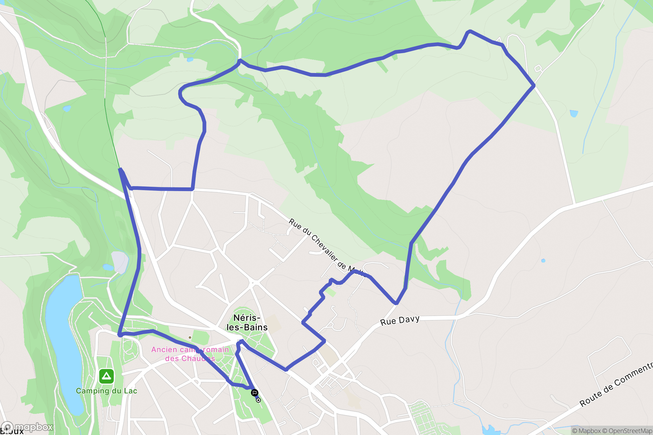 Néris-les-Bains : carte du parcours de randonnée - France