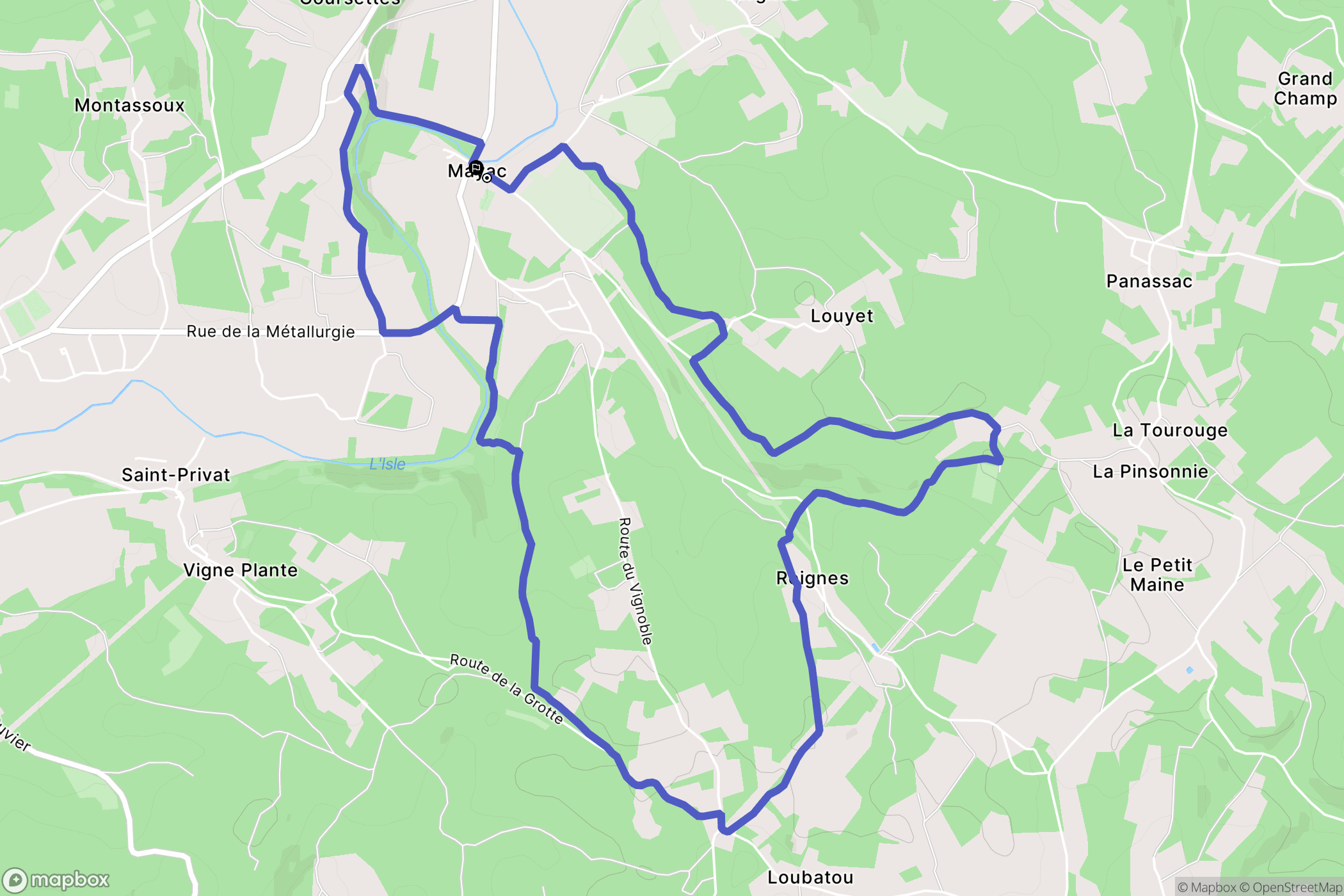 Mayac : carte du parcours de randonnée - France