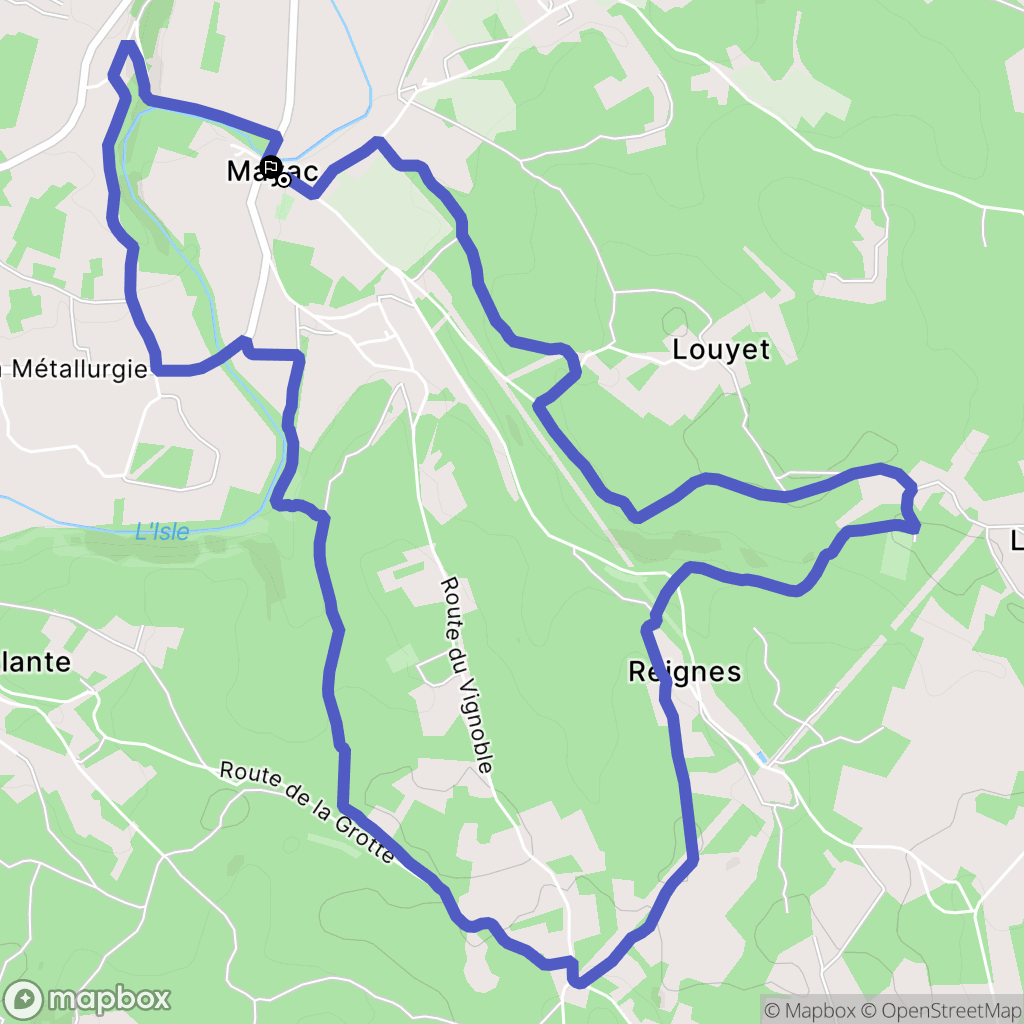 Mayac : carte du parcours de randonnée - France