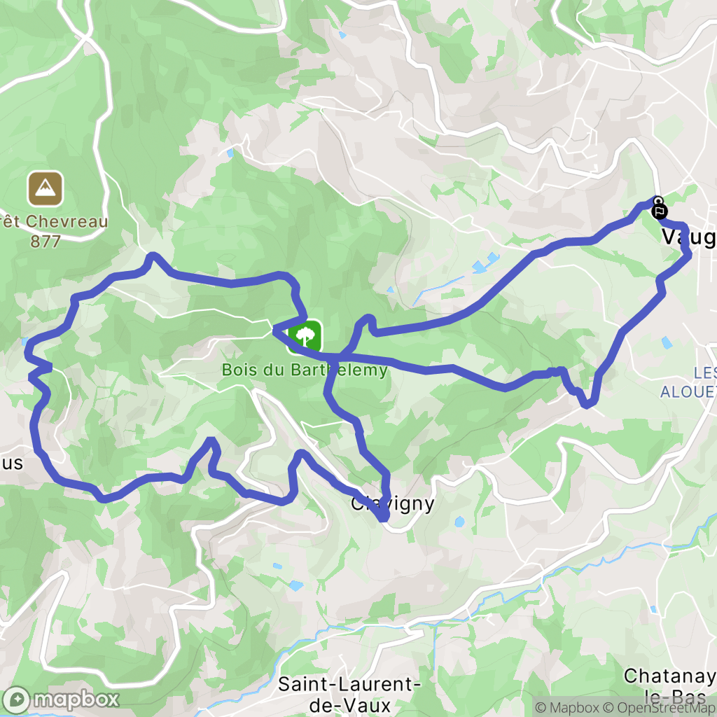 Vaugneray : carte du parcours de randonnée - France