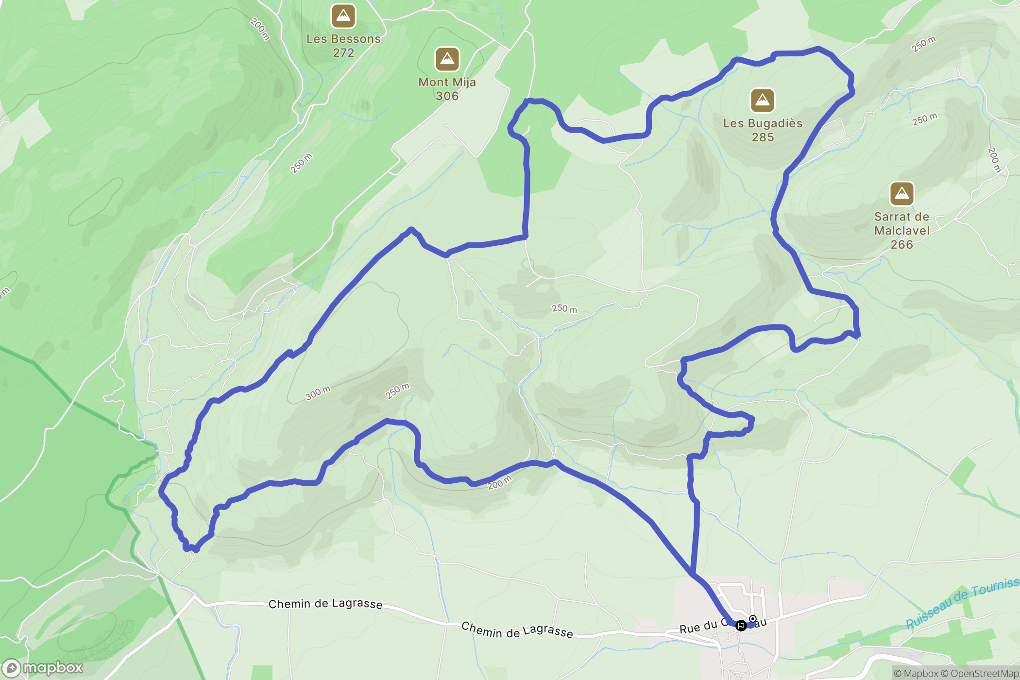 Tournissan : carte du parcours de randonnée - France