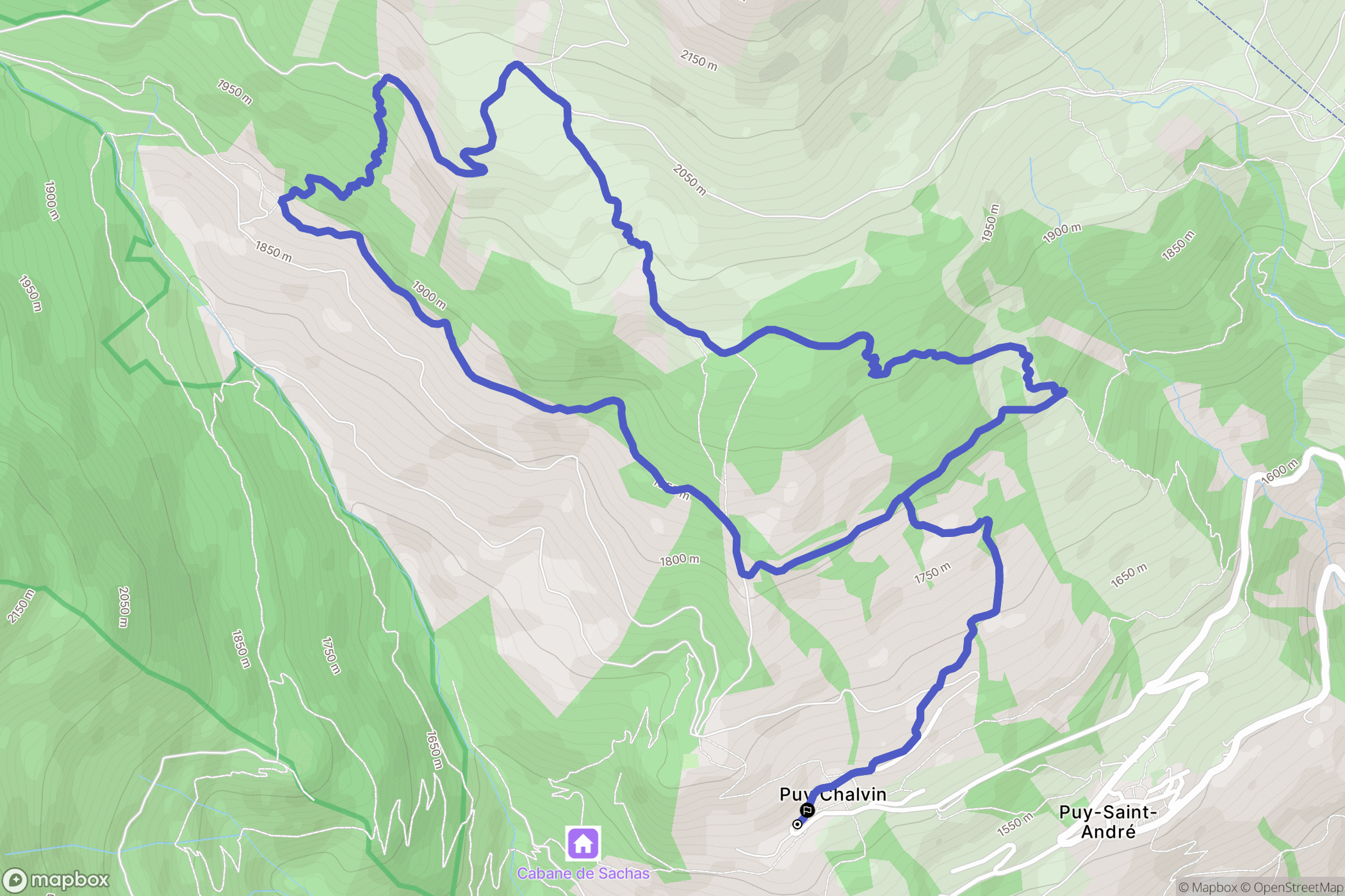 Puy-Saint-André : carte du parcours de randonnée - France