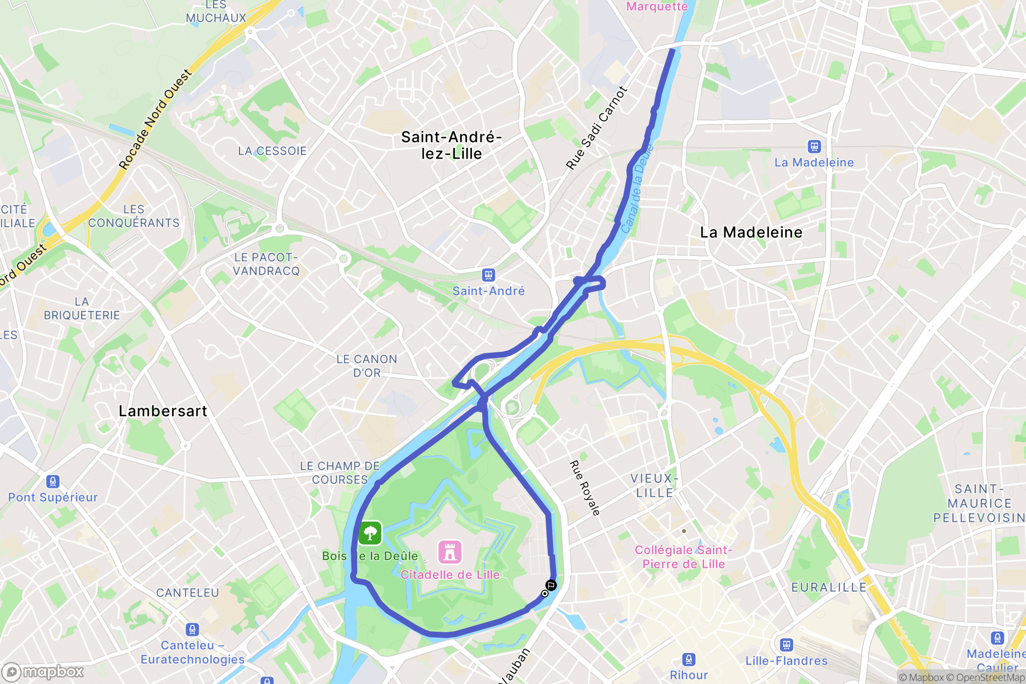 Lille : carte du parcours de randonnée - France
