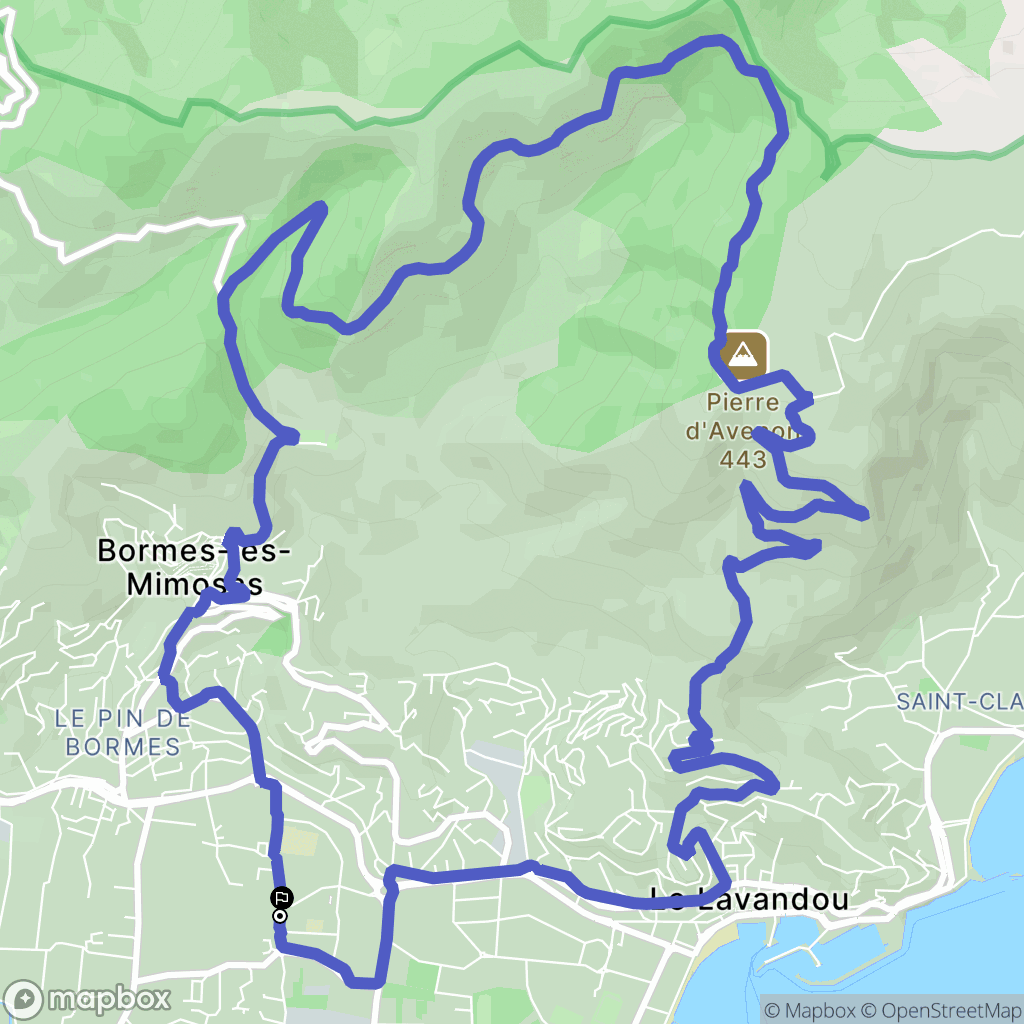 Bormes-les-Mimosas : carte du parcours de randonnée - France