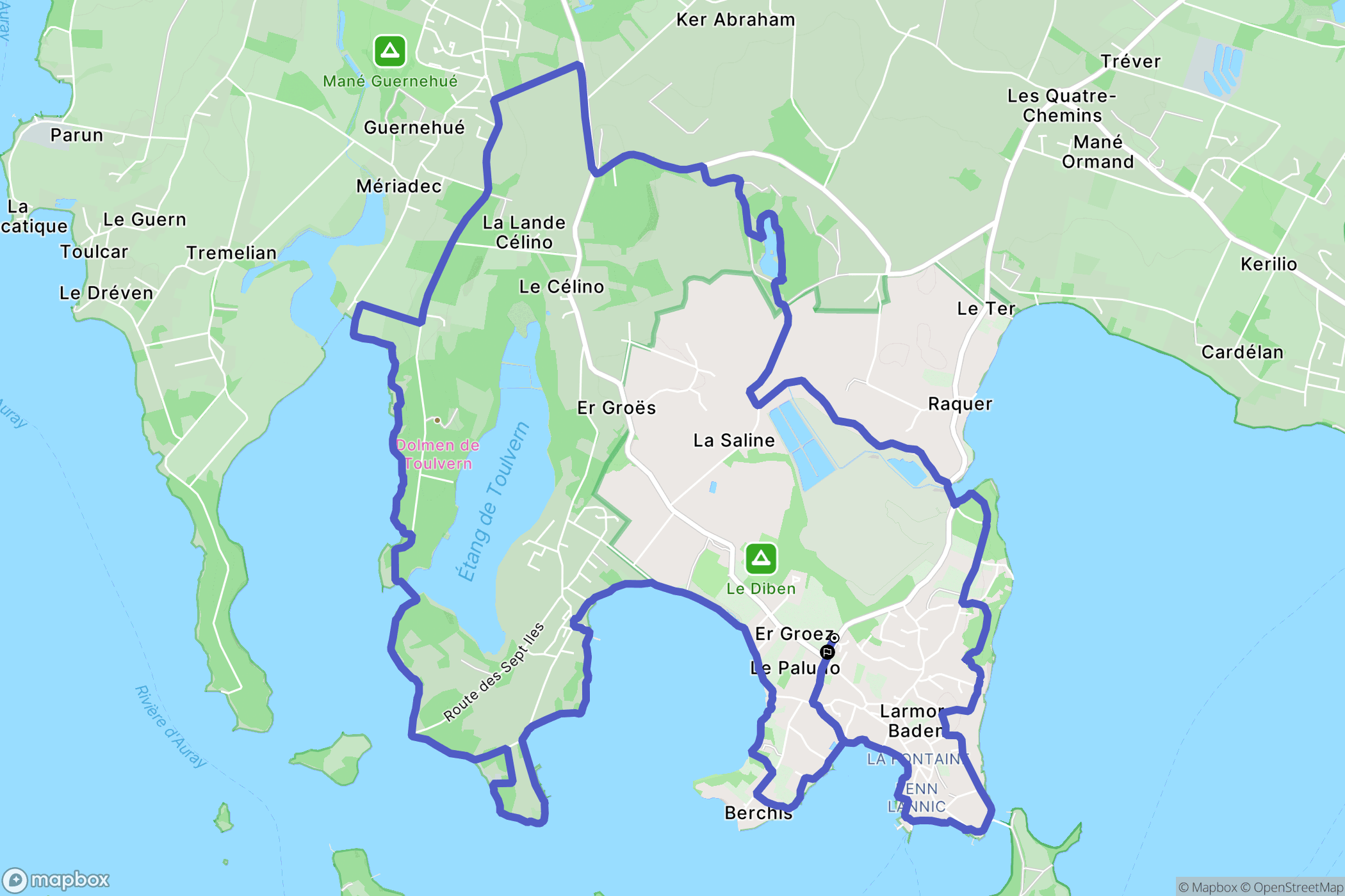 Larmor-Baden : carte du parcours de randonnée - France