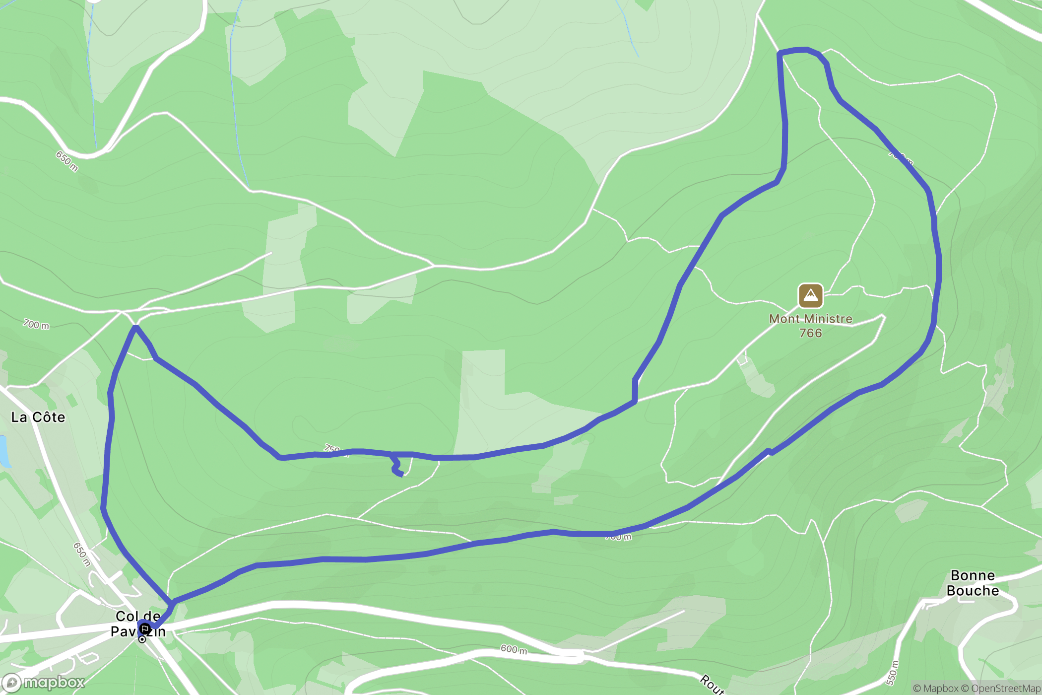 Chuyer : carte du parcours de randonnée - France