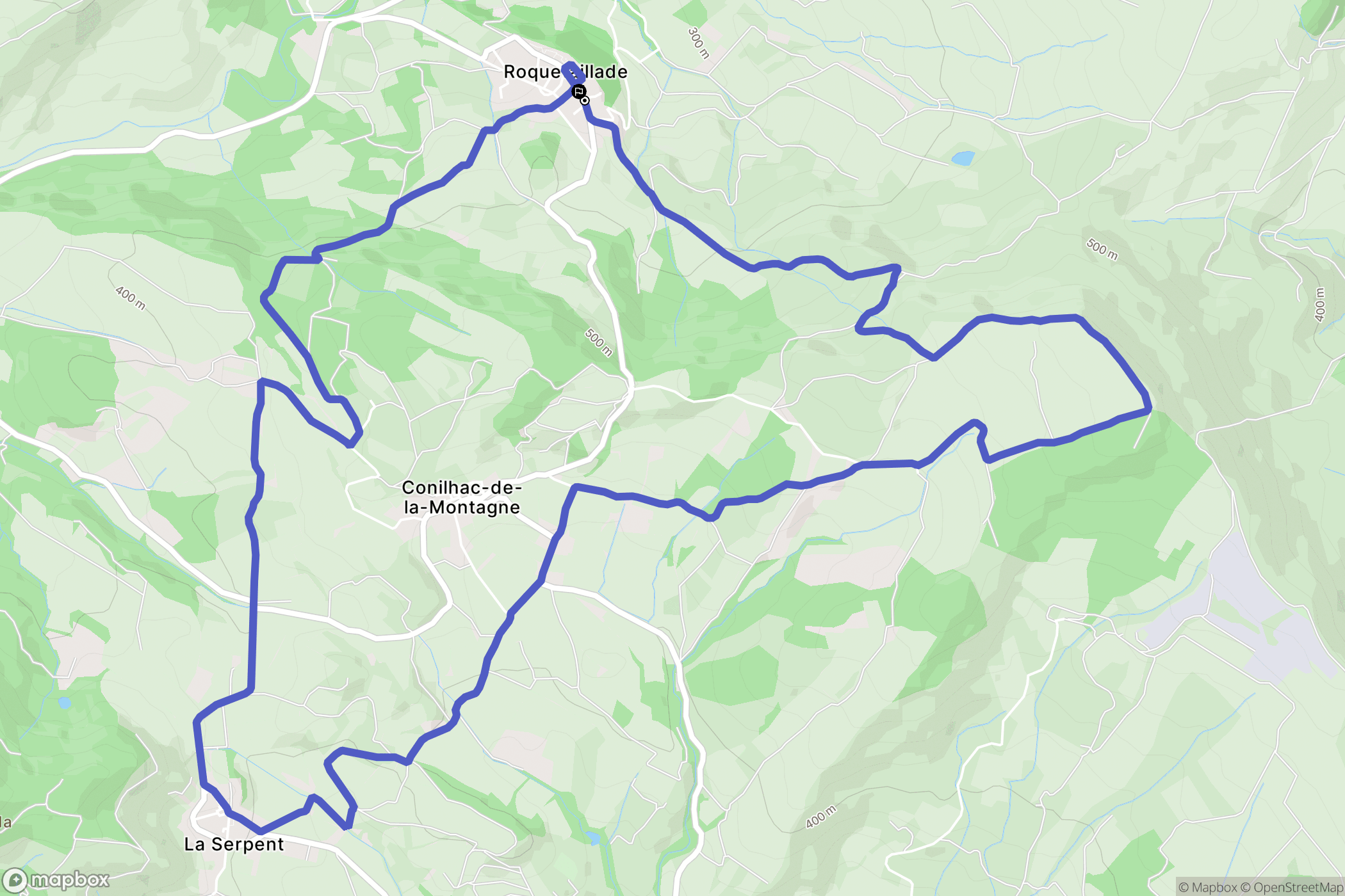 Roquetaillade-et-Conilhac : carte du parcours de randonnée - France