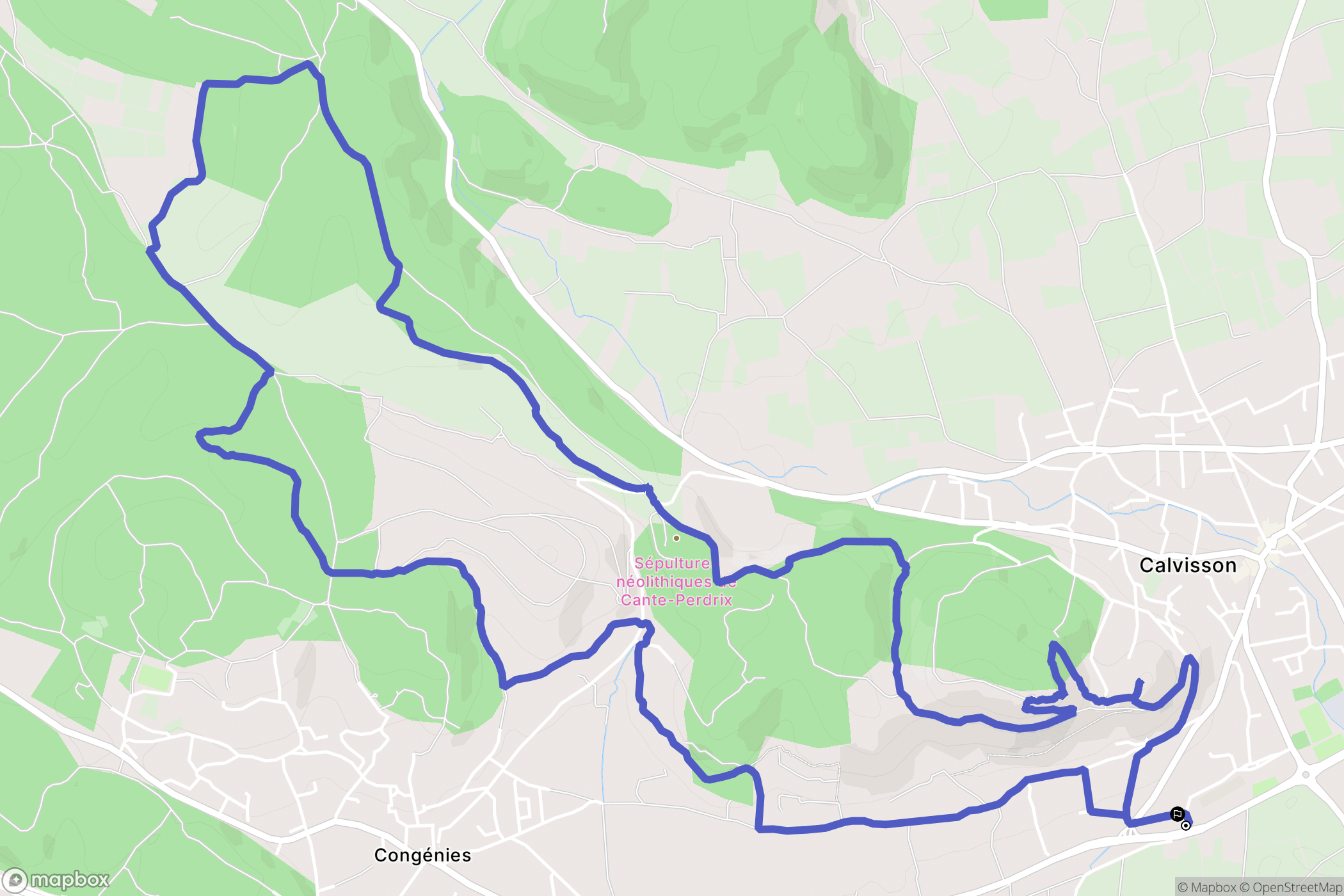 Calvisson : carte du parcours de randonnée - France