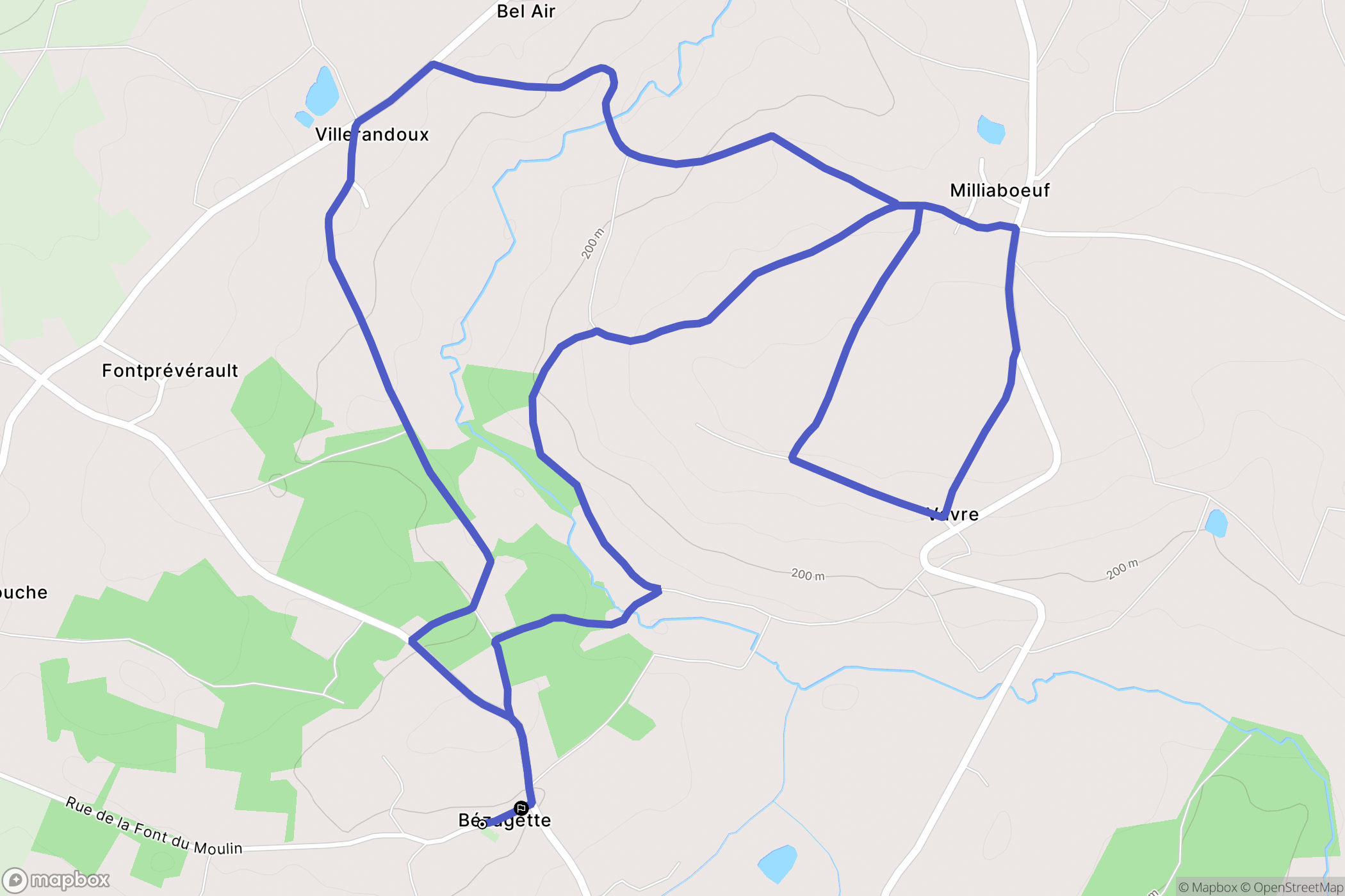 Maillet : carte du parcours de randonnée - France