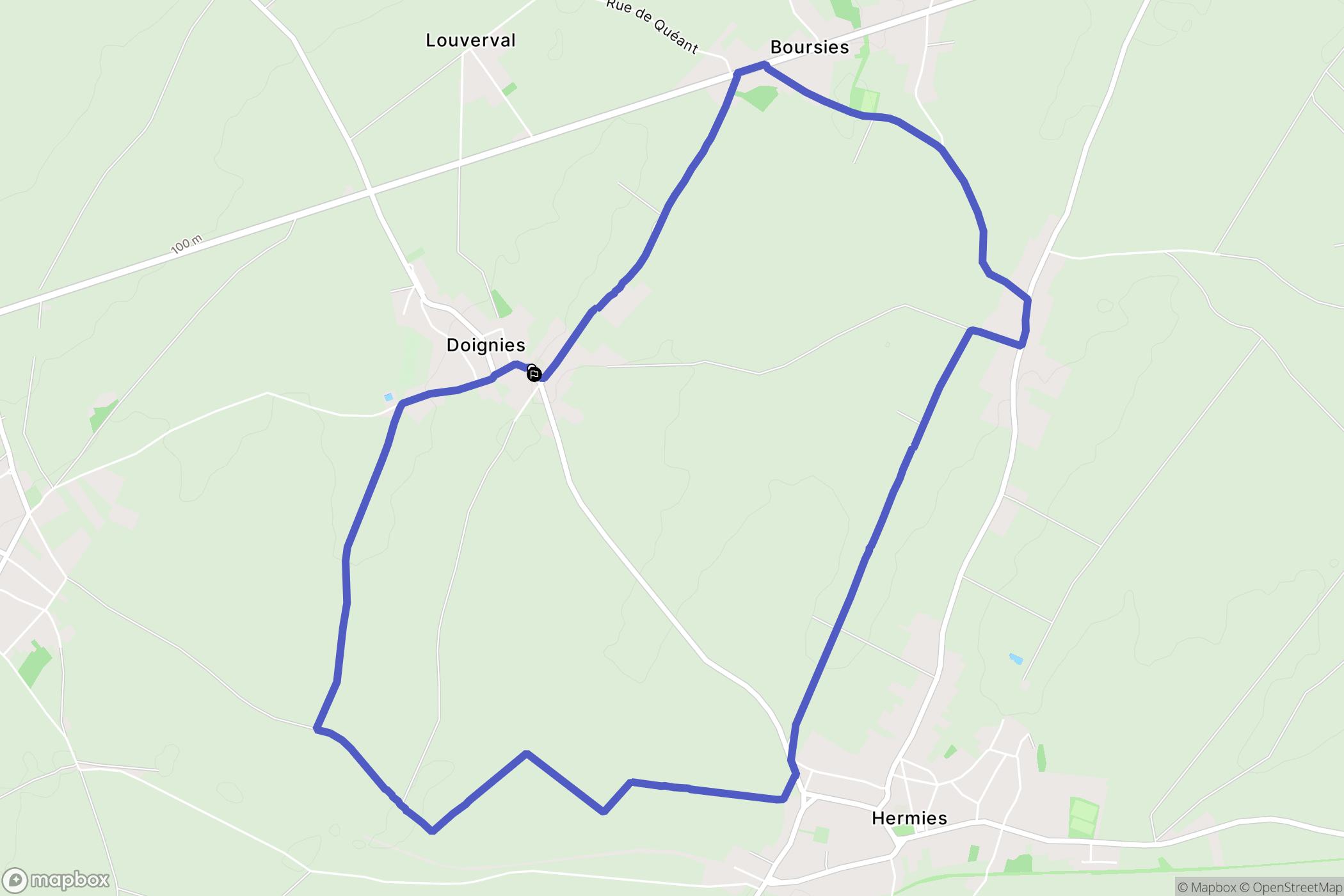 Doignies : carte du parcours de randonnée - France