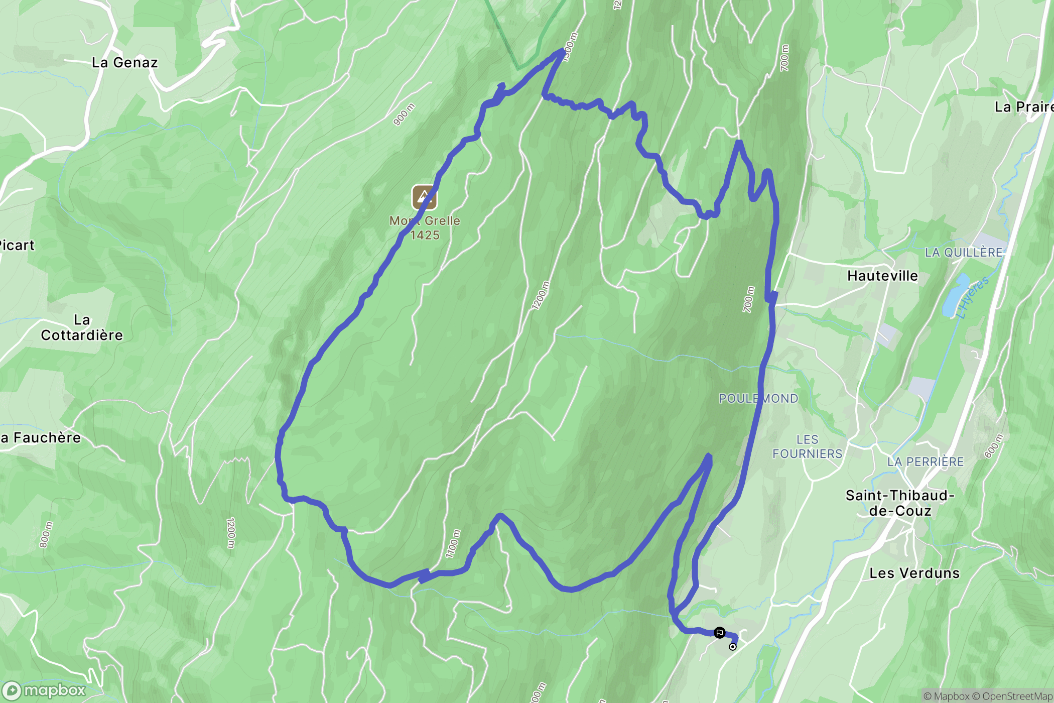 Saint-Thibaud-de-Couz : carte du parcours de randonnée - France