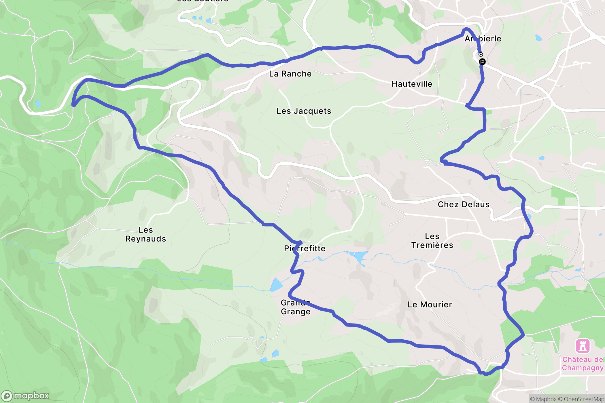 Ambierle : carte du parcours de randonnée - France